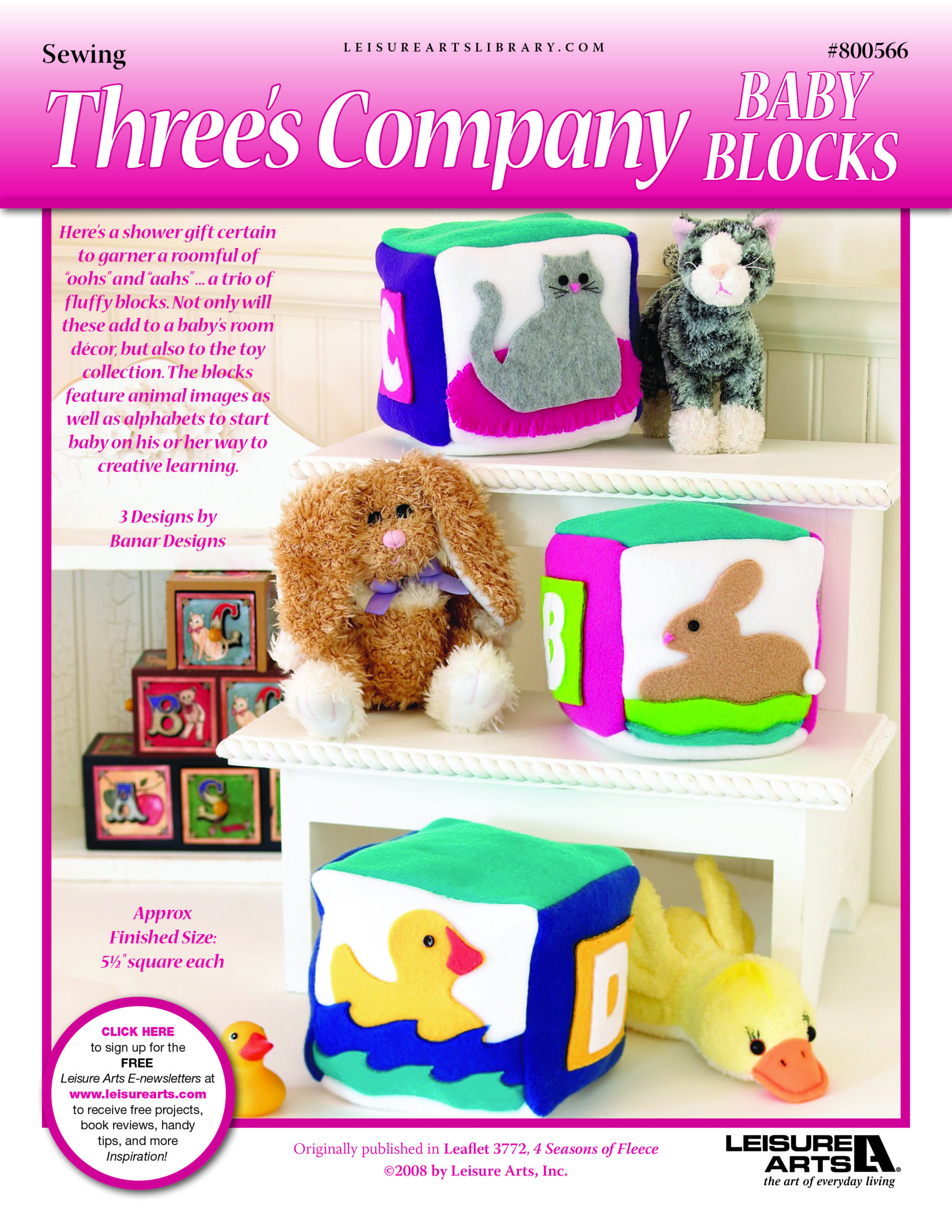 Leisure Arts 4 Seasons of Fleece Threes Company Baby Block ePattern