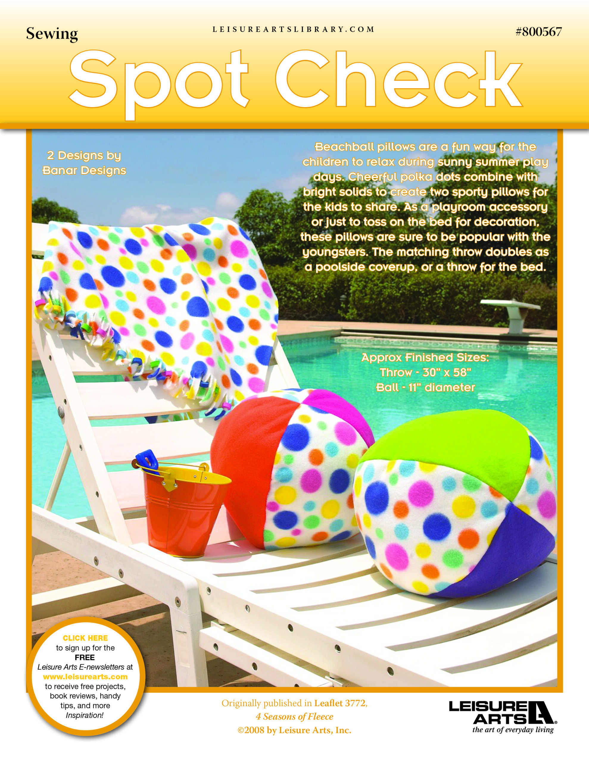 Leisure Arts 4 Seasons of Fleece Spot Check Pillow Throw ePattern