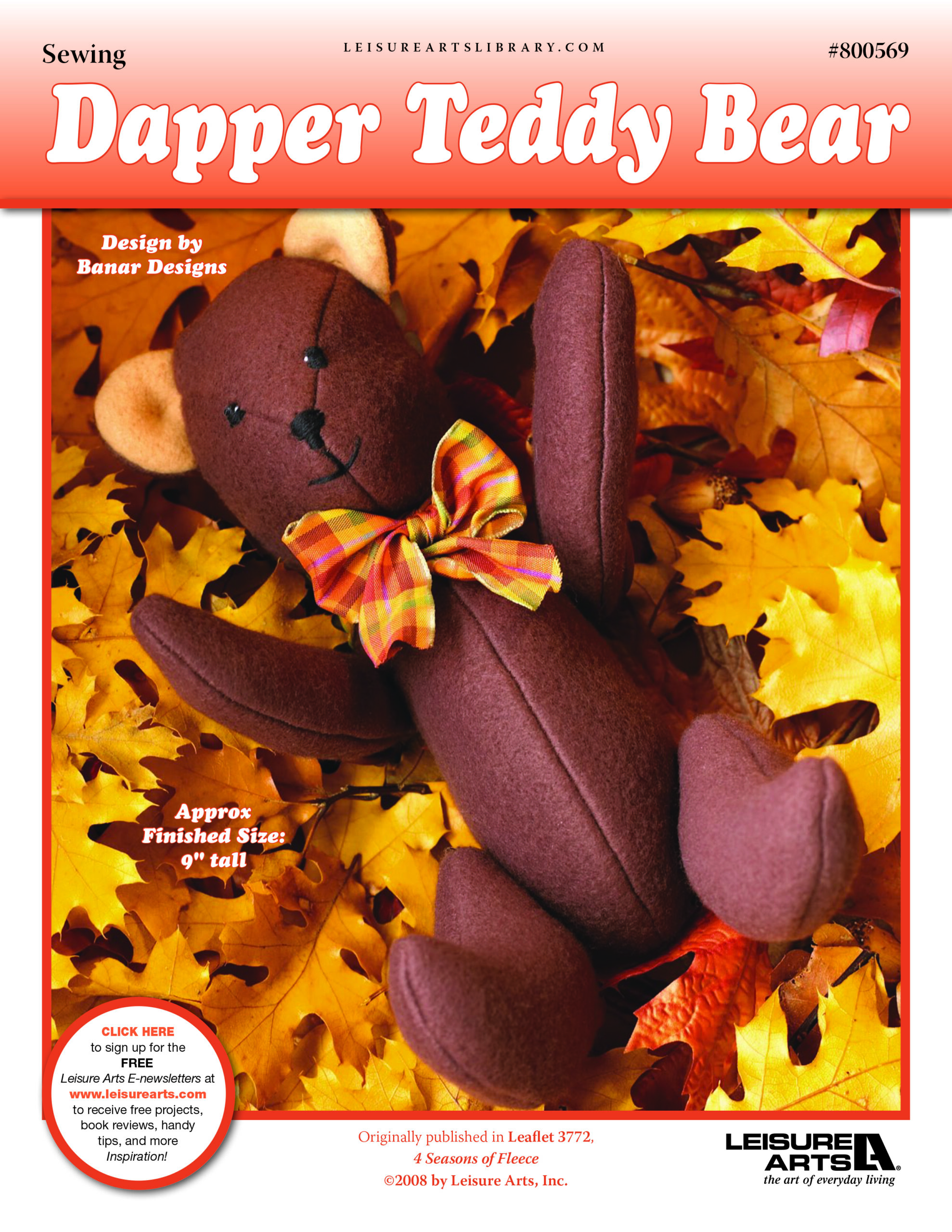 Leisure Arts 4 Seasons of Fleece Dapper Teddy Bear ePattern