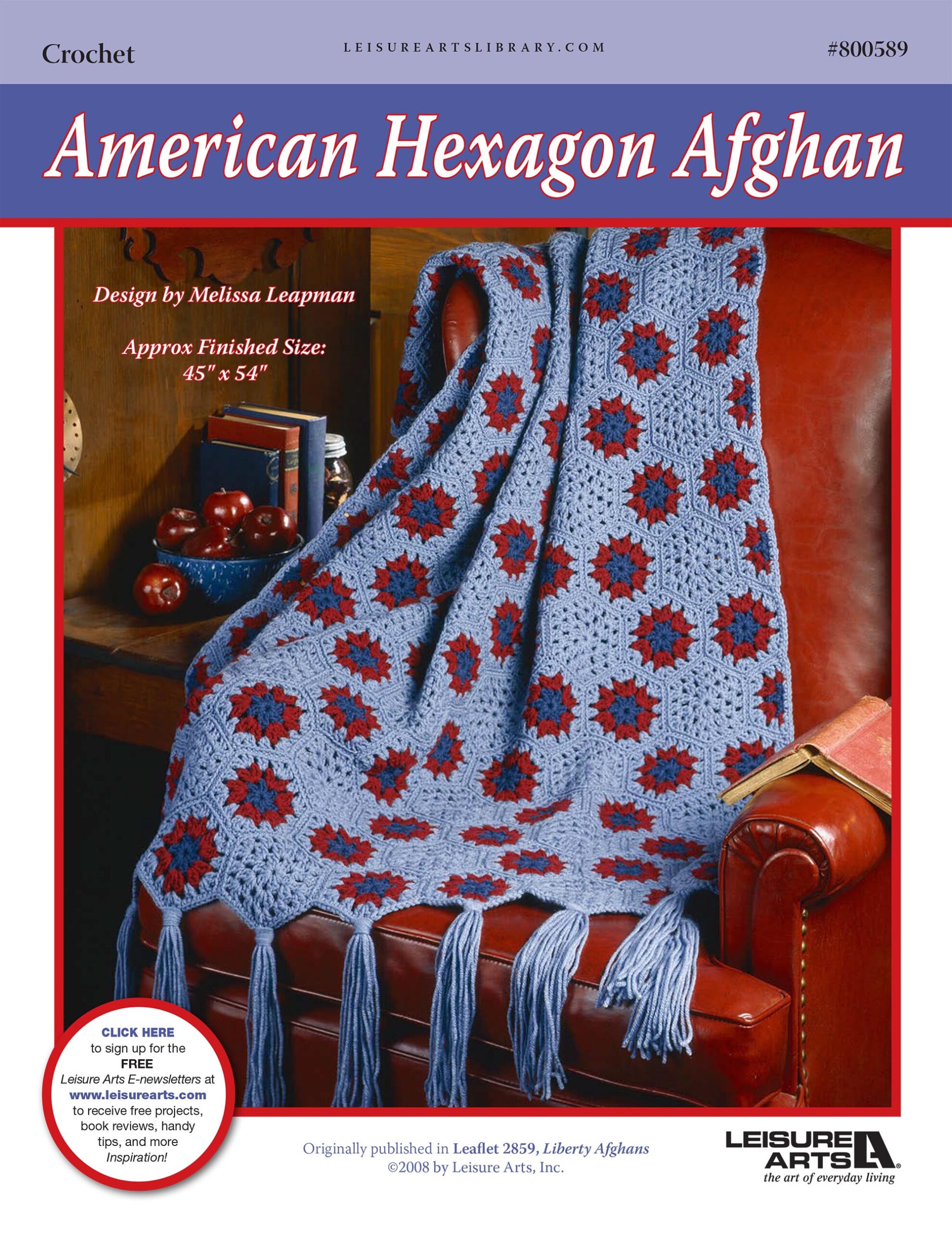 Leisure Arts Liberty Afghans American Hexagon Afghan Crochet ePattern