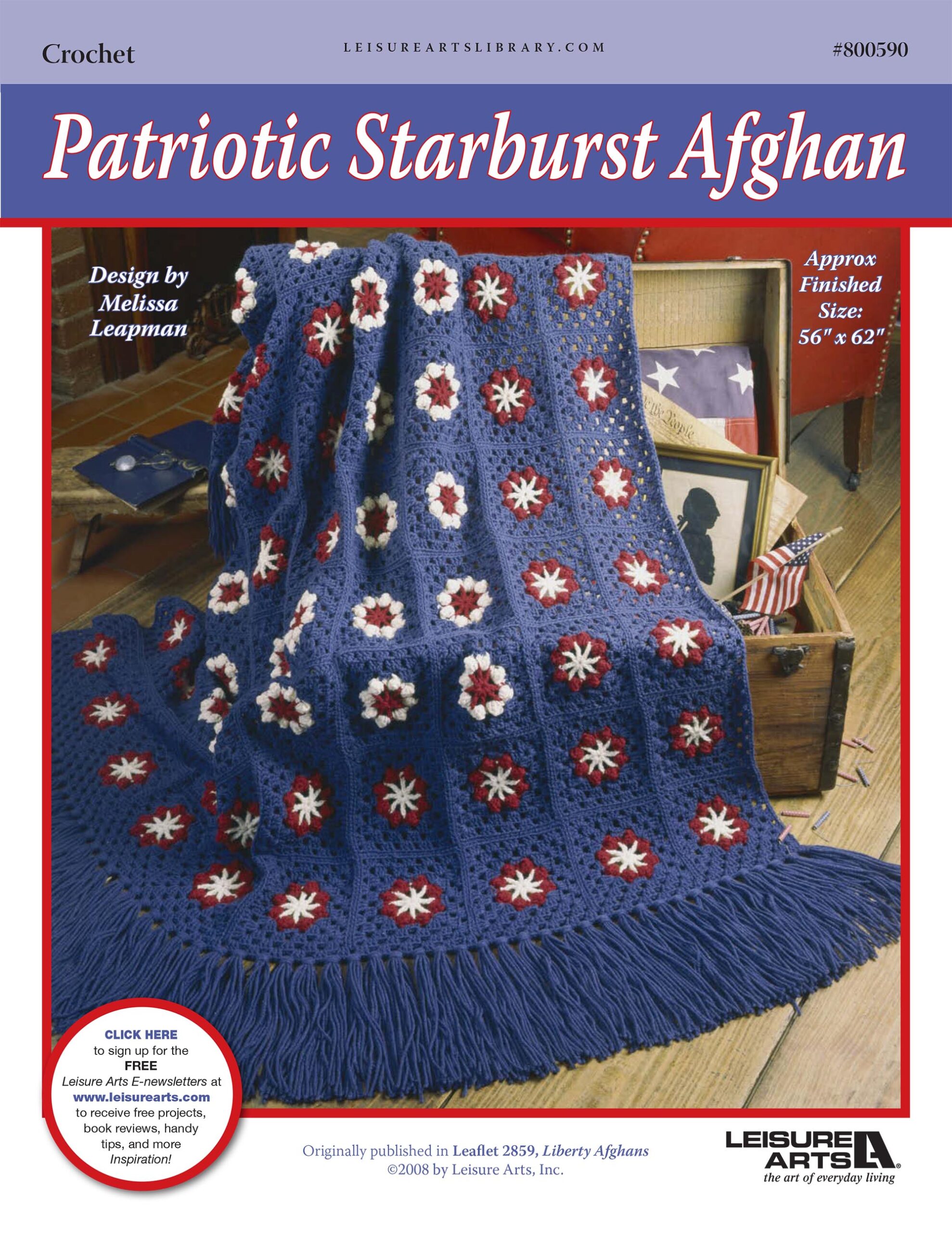 Leisure Arts Liberty Afghans Patriotic Starburst Afghan Crochet ePattern
