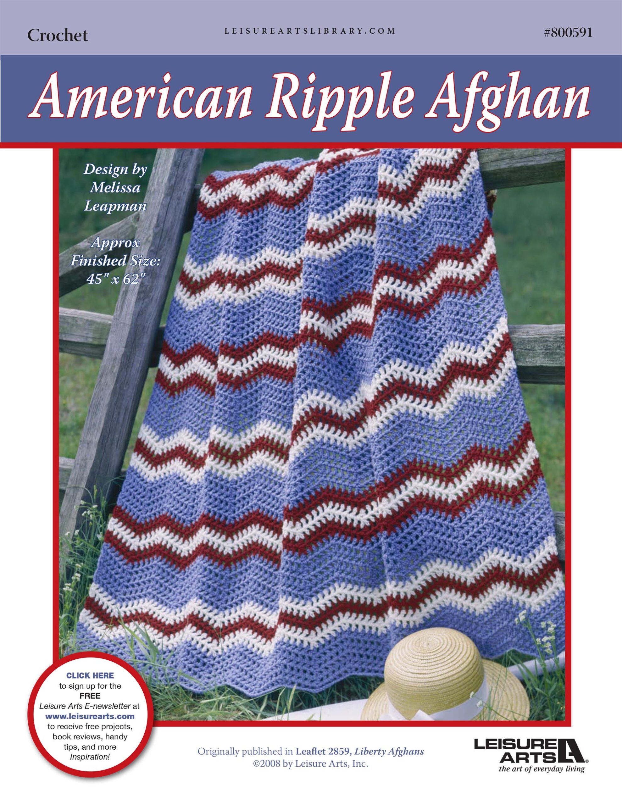 Leisure Arts Liberty Afghans American Ripple Afghan Crochet ePattern