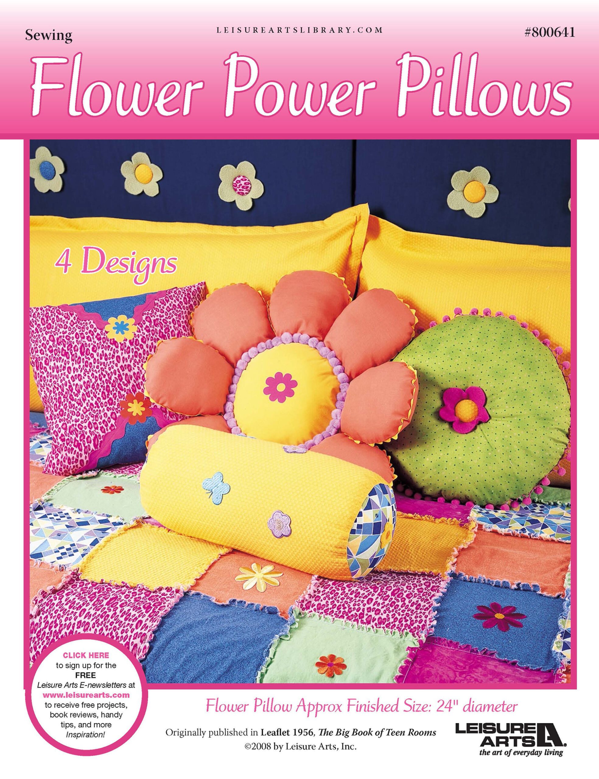 Leisure Arts The Big Book Of Teen Rooms Flower Power Pillows Sewing ePattern