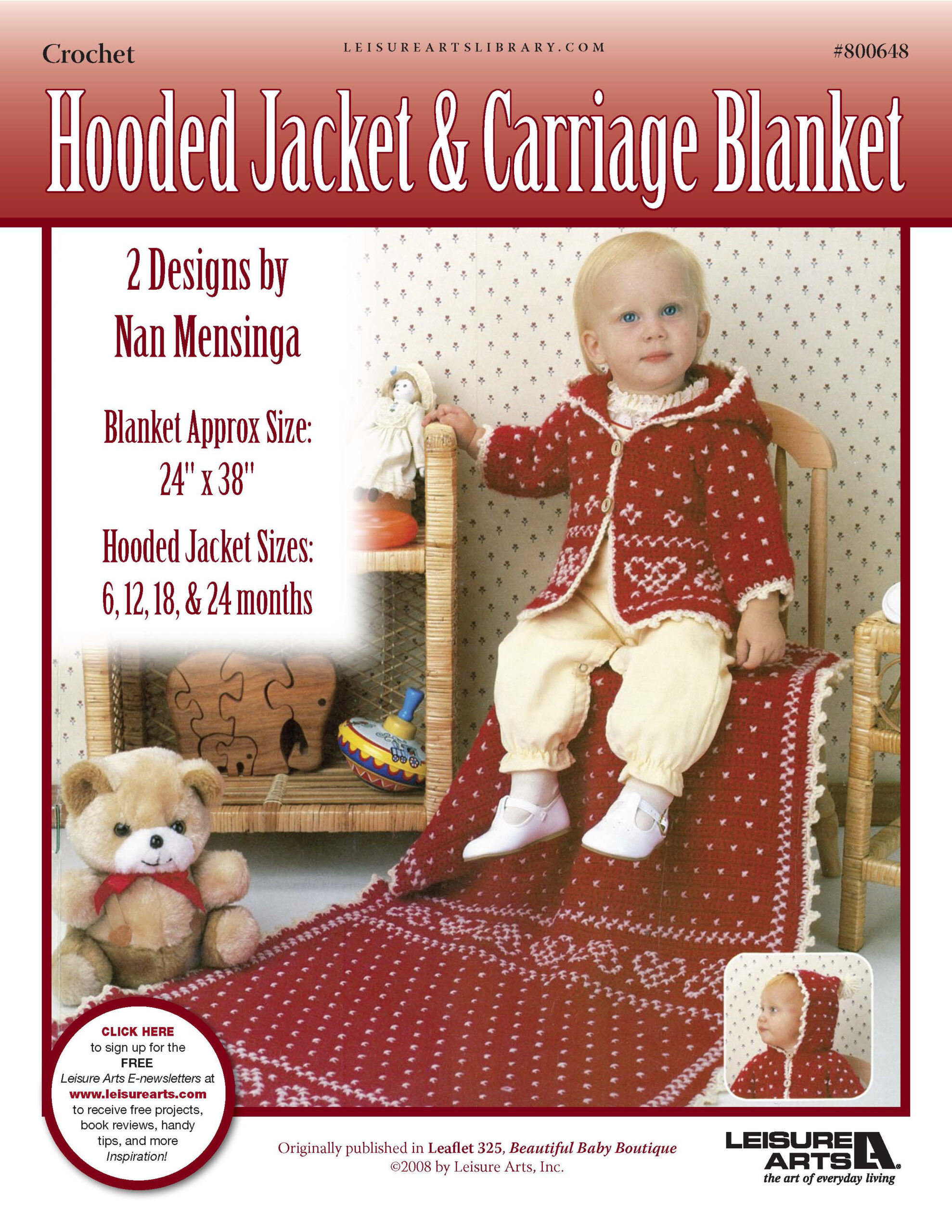 Leisure Arts Beautiful Baby Boutique Hooded Jacket Carriage Blanket Knit ePattern