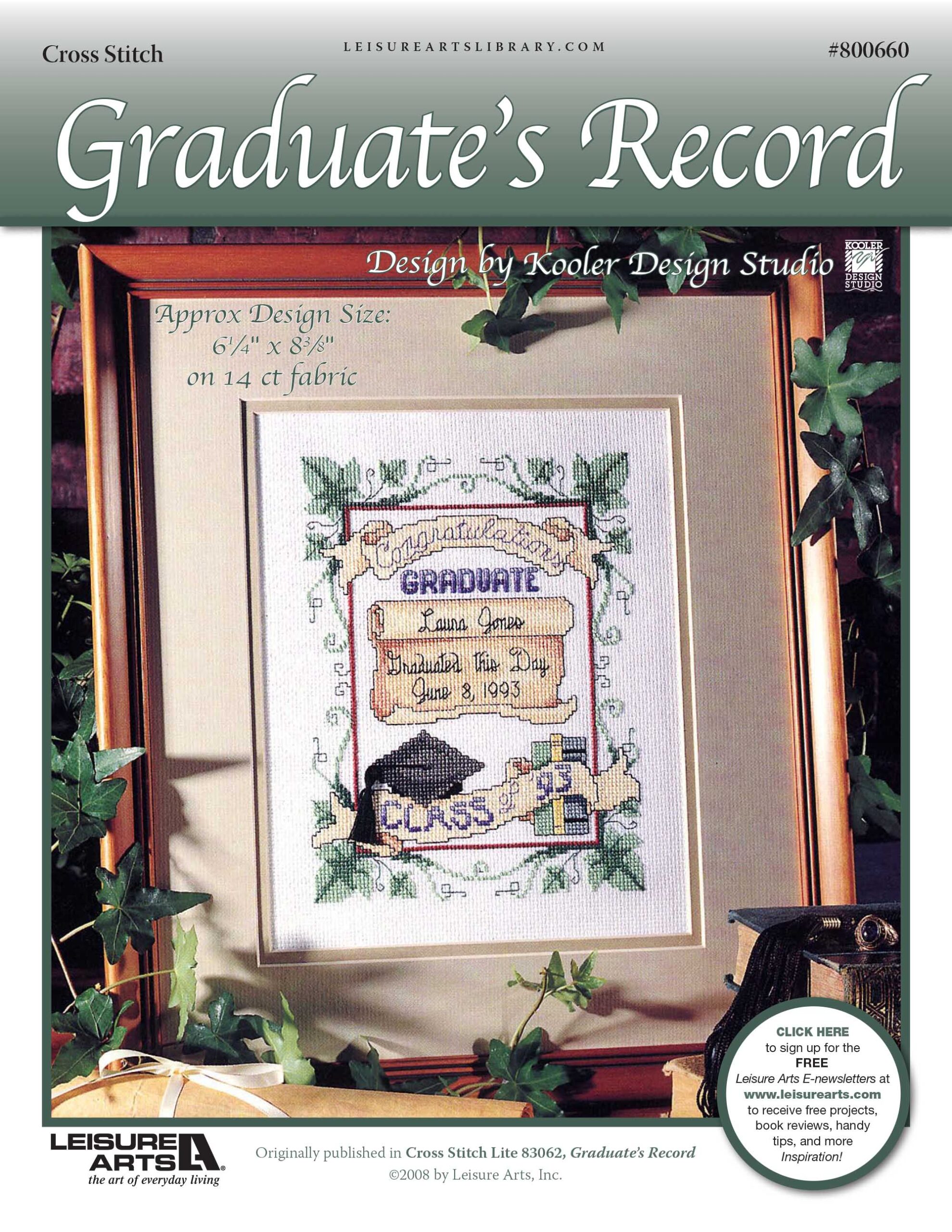 Leisure Arts Graduates Record Cross Stitch ePattern