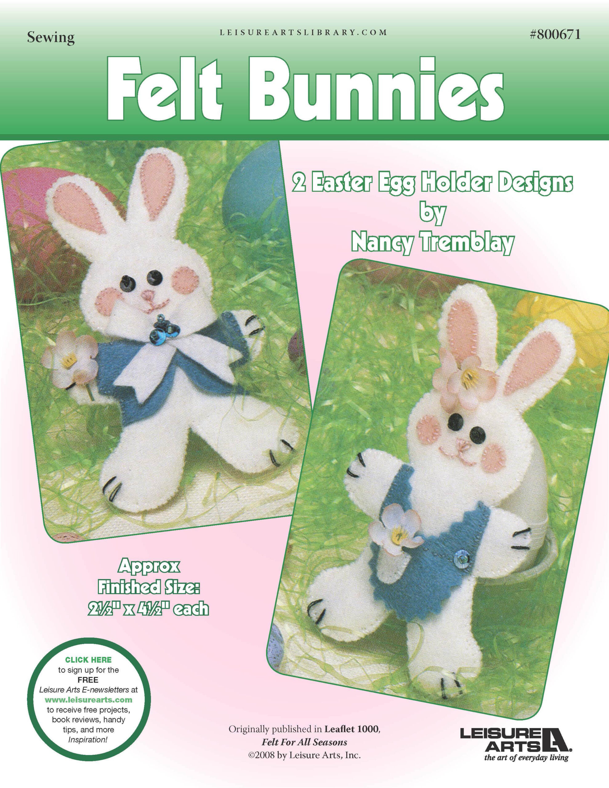 Leisure Arts Felt For All Seasons Bunnies Sewing ePattern