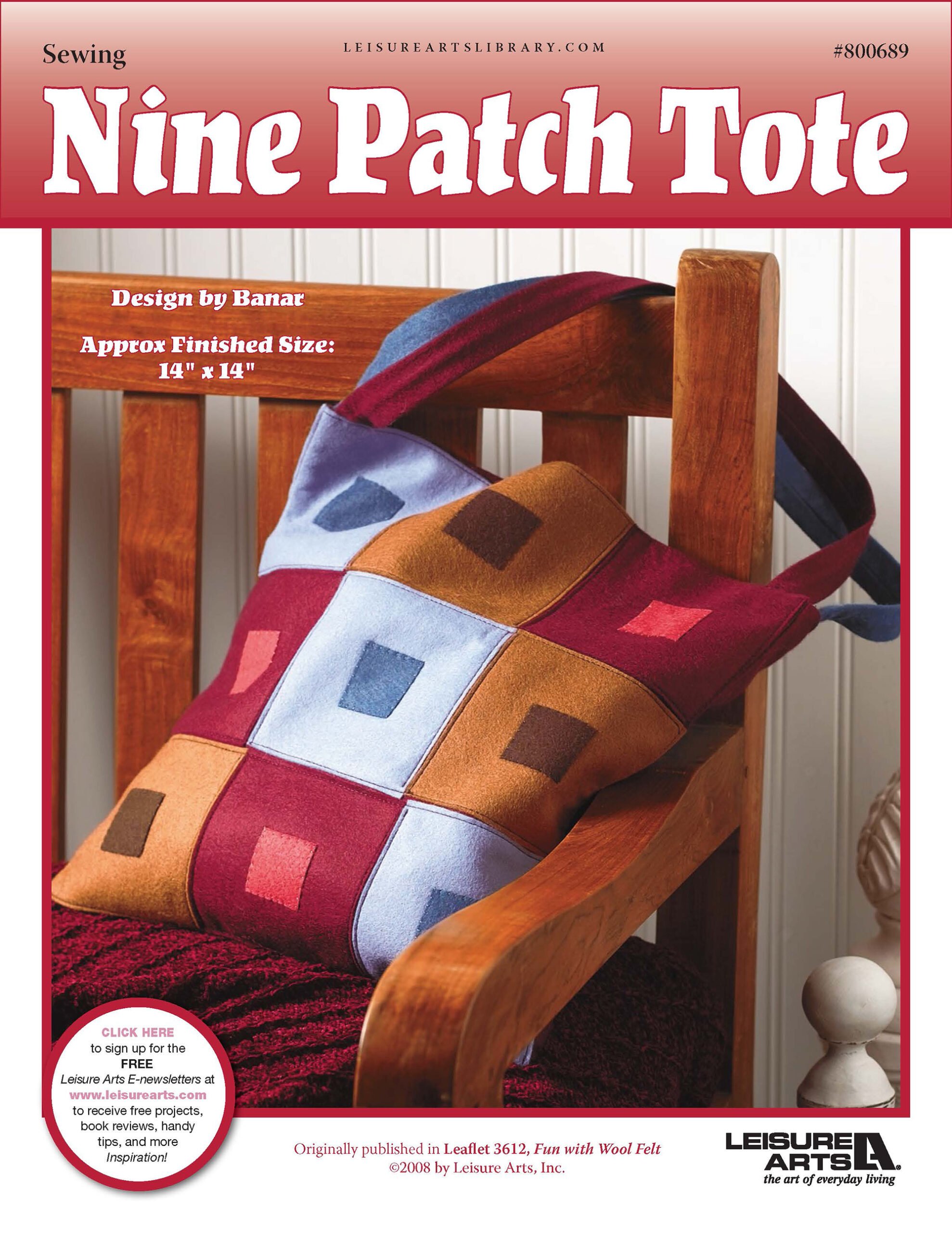 Leisure Arts Fun With Wool Felt Nine Patch Tote Sewing ePattern