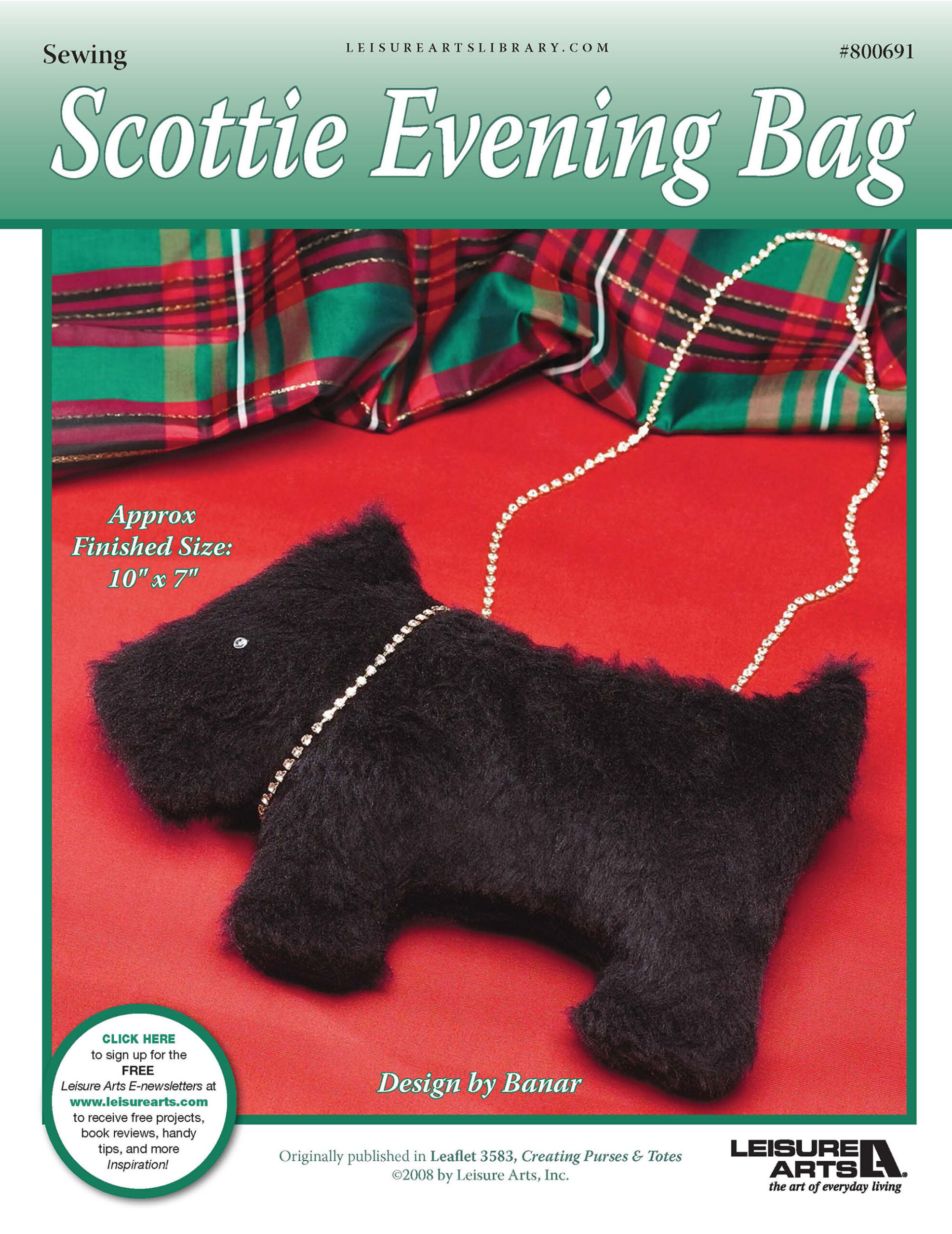 Leisure Arts Creating Purses Totes Scottie Evening Bag Sewing ePattern