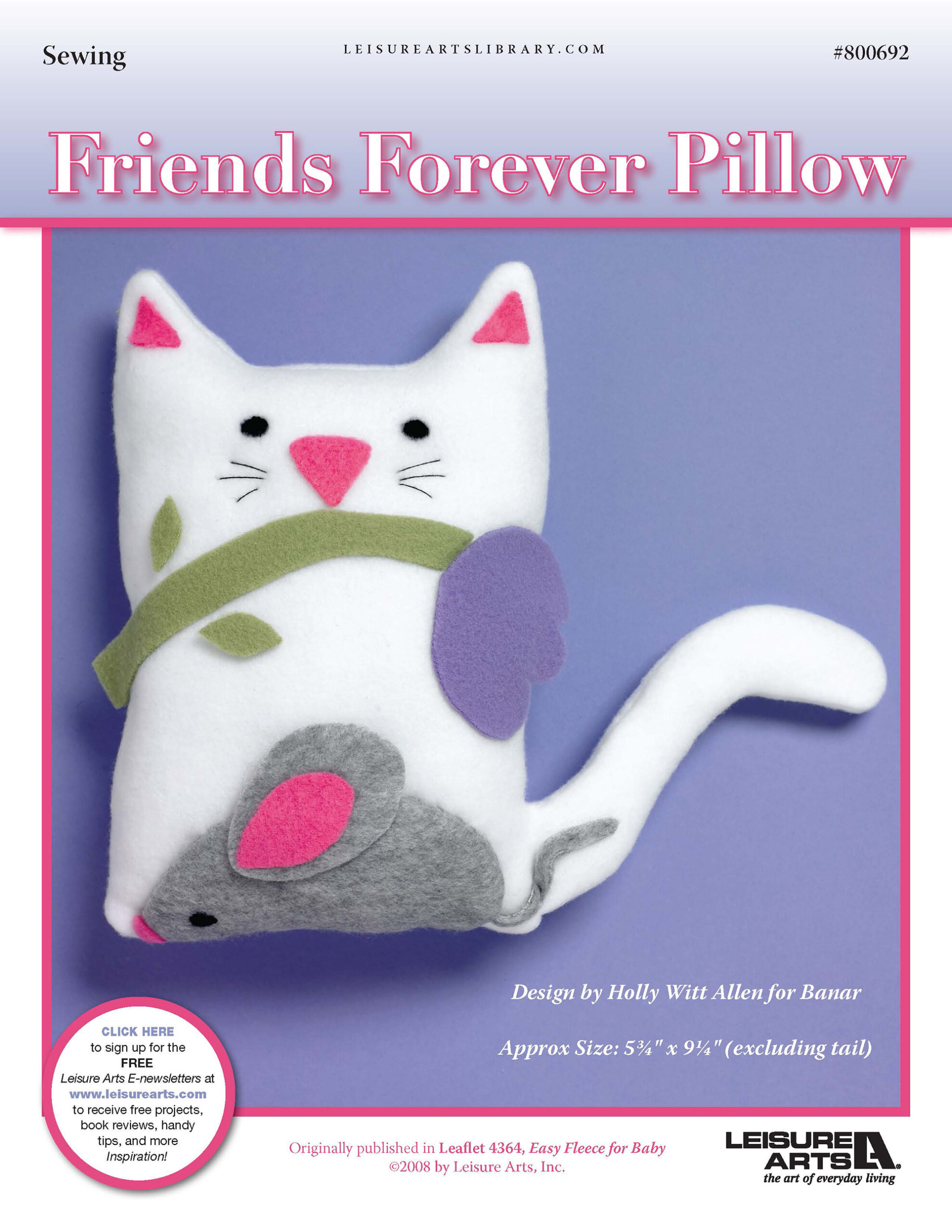 Leisure Arts Easy Fleece For Baby Friends Forever Pillow Sewing ePattern