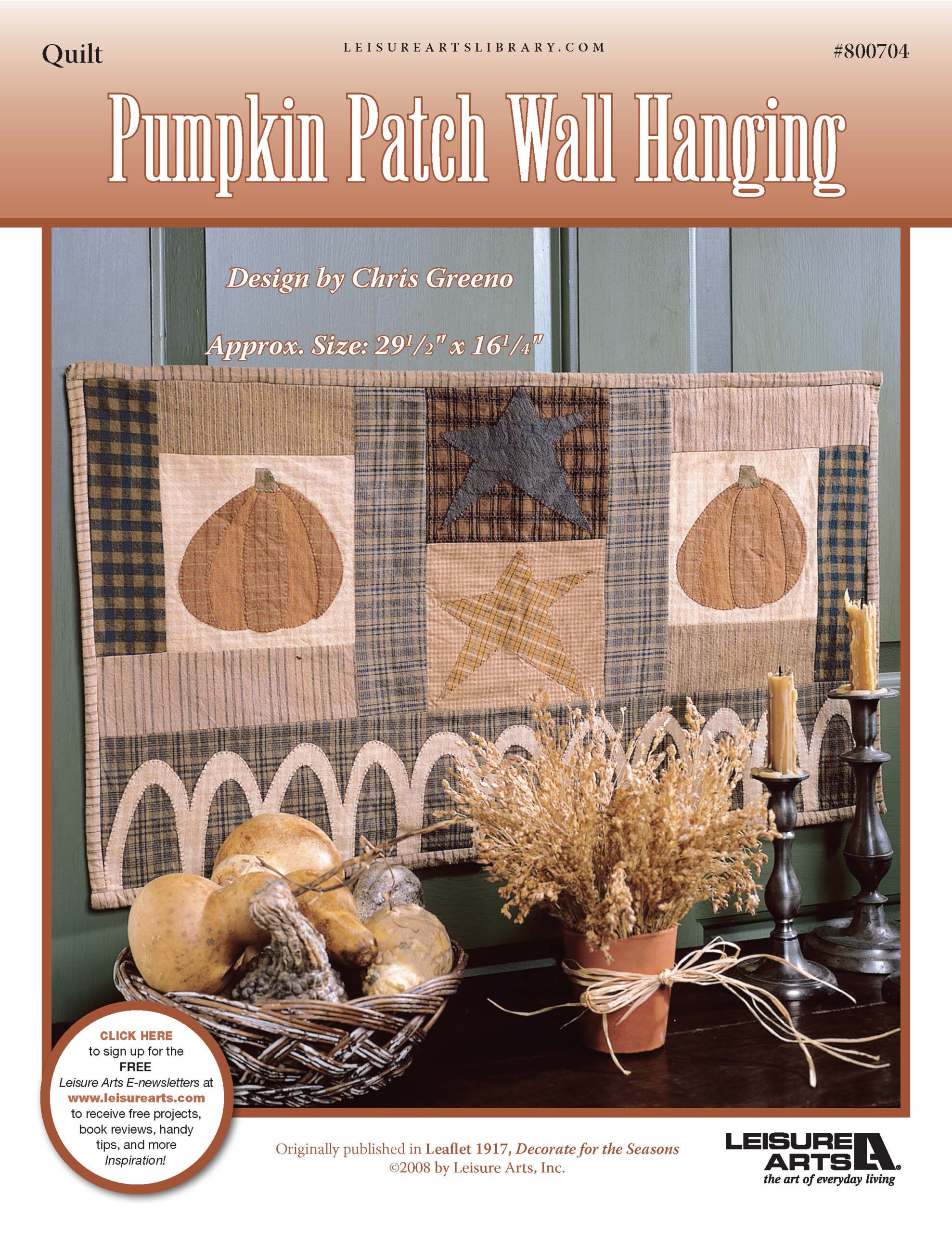 Leisure Arts Decorate For The Seasons Pumpkin Patch Wall Hanging Quilt ePattern