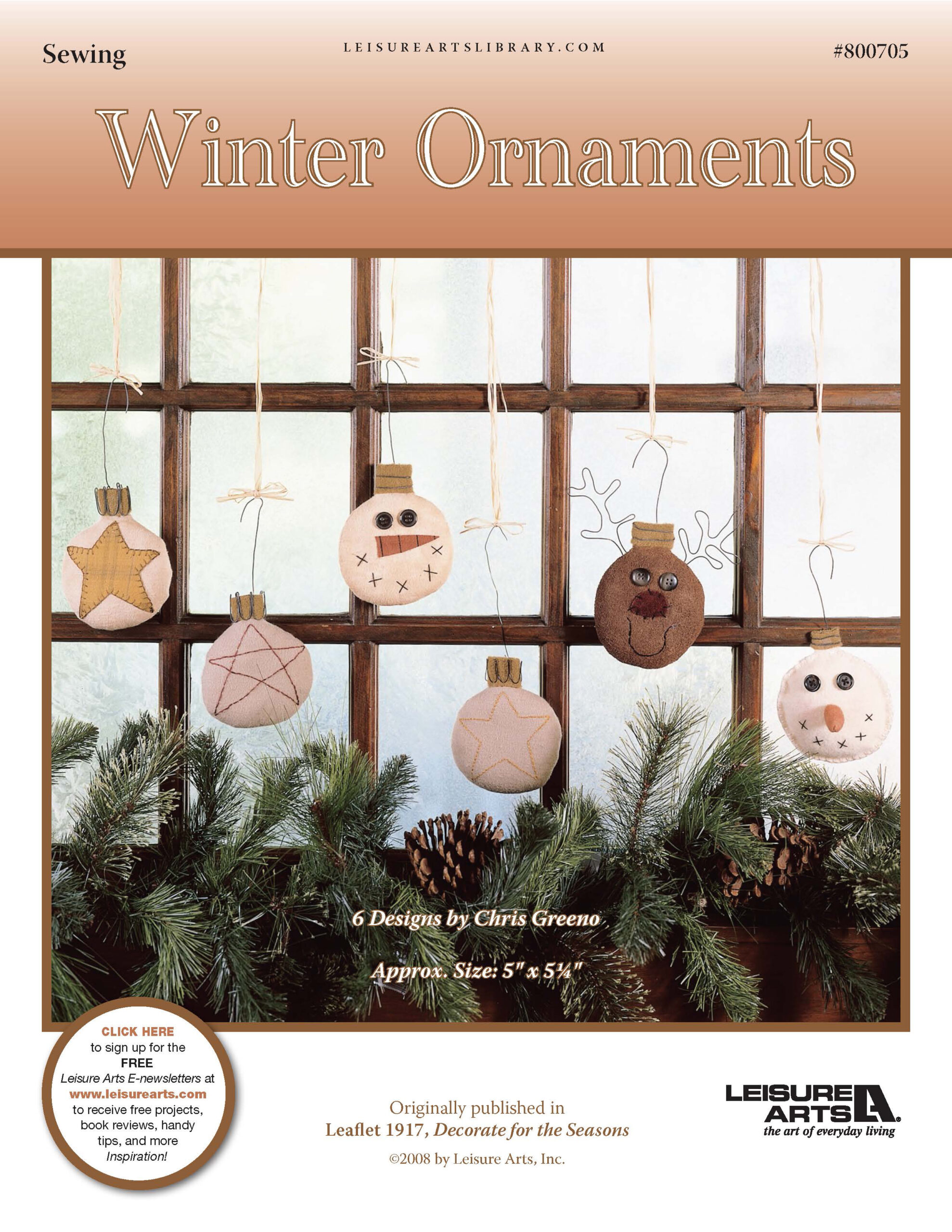 Leisure Arts Decorate For The Seasons Winter Ornaments Sewing ePattern