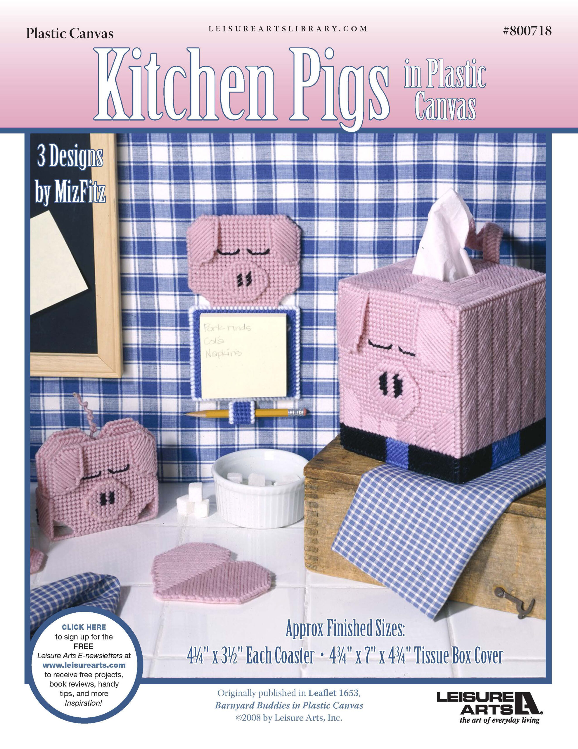 Leisure Arts Barnyard Buddies Kitchen Pigs in Plastic Canvas ePattern