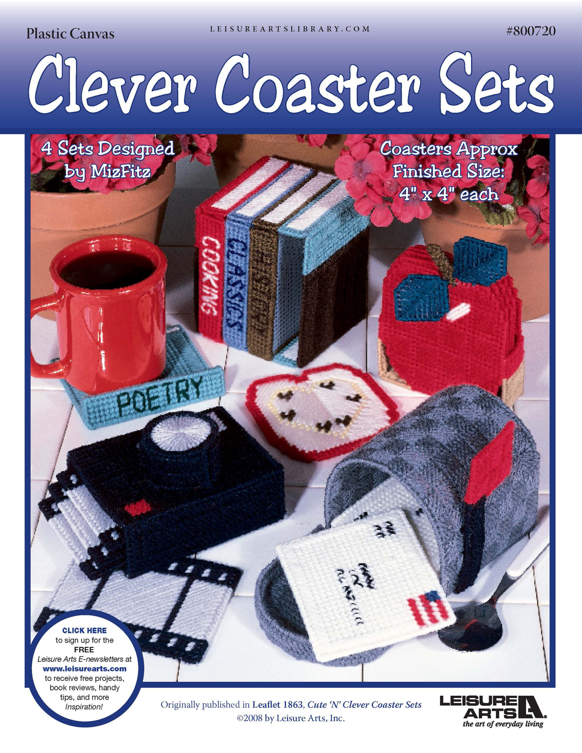 Leisure Arts Cute aeNAE Clever Coaster Sets Plastic Canvas ePattern