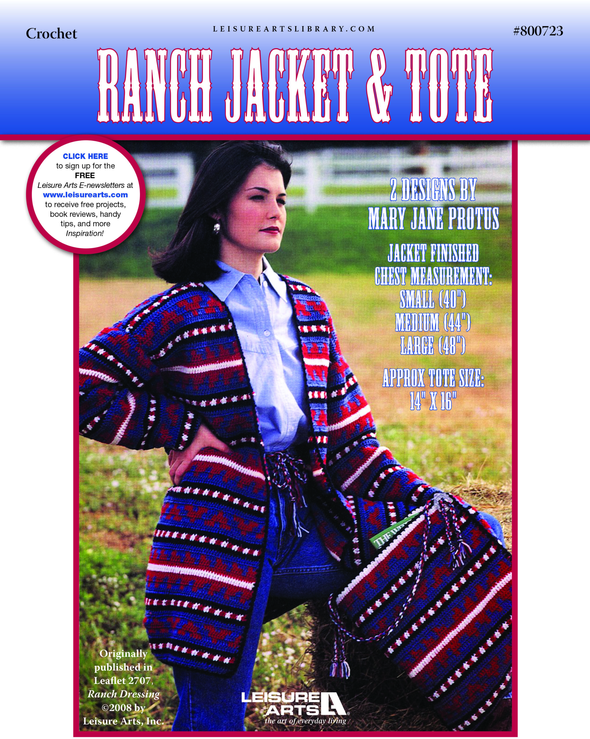 Leisure Arts Ranch Dressing Jacket And Tote Crochet ePattern