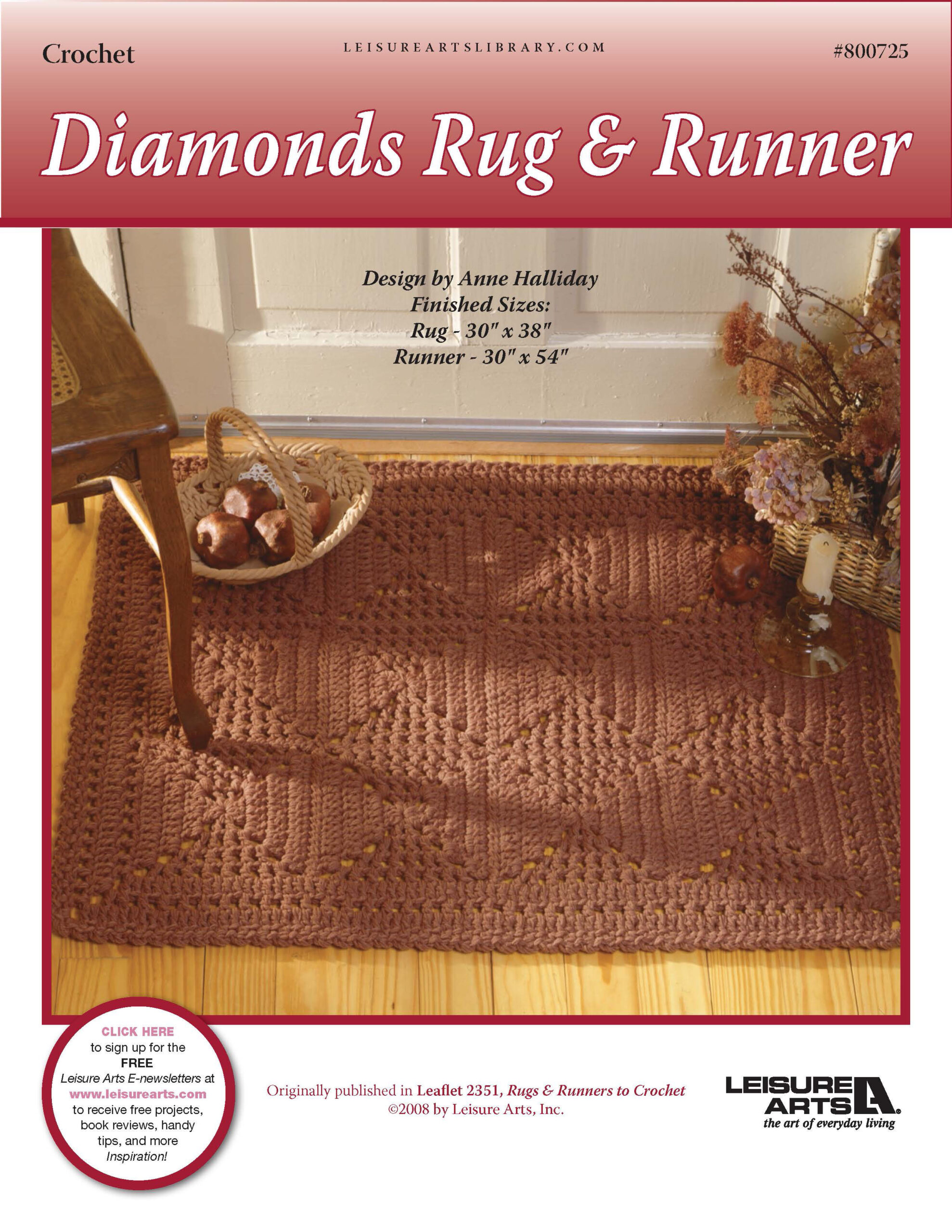 Leisure Arts Diamonds Rug Runner Crochet ePattern