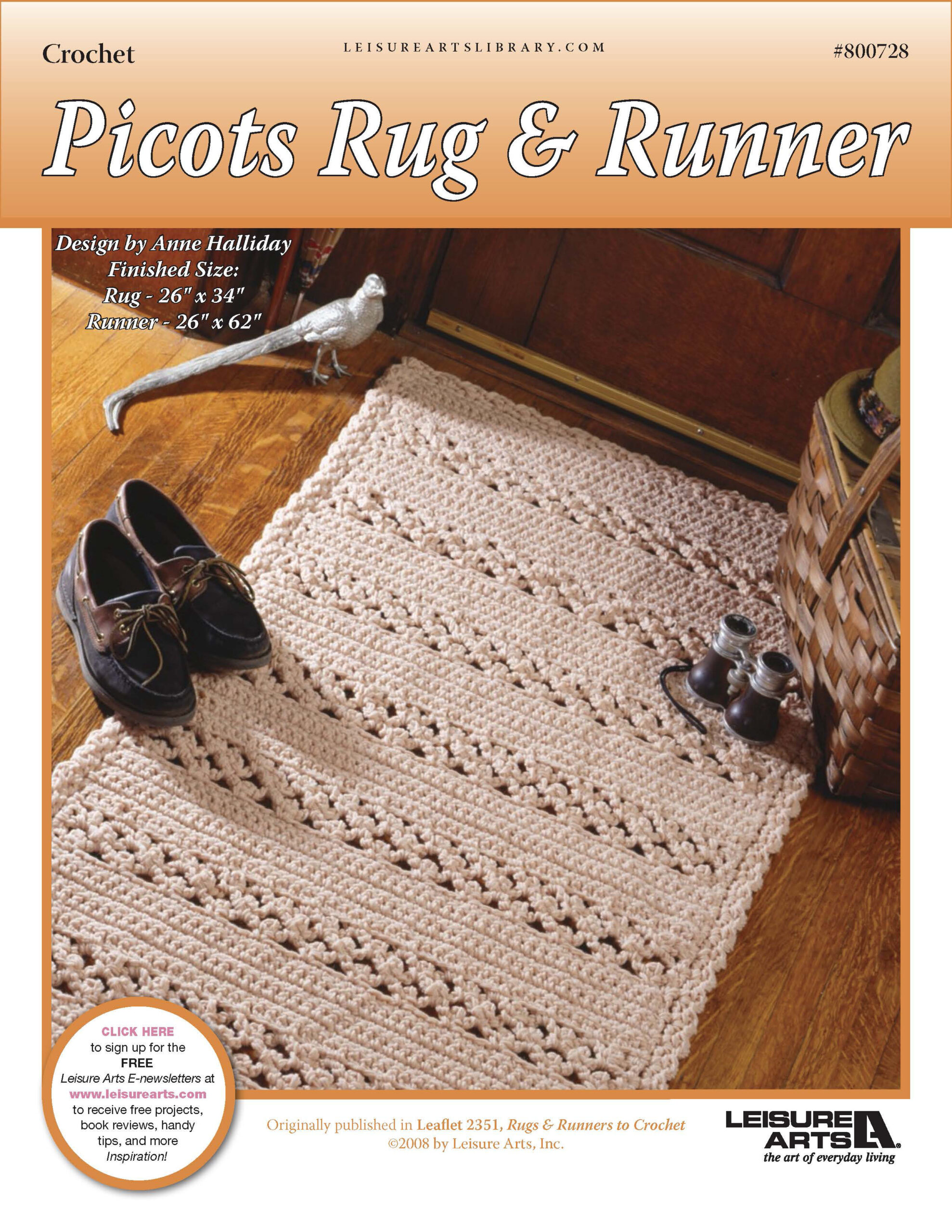 Leisure Arts Picots Rug Runner Crochet ePattern