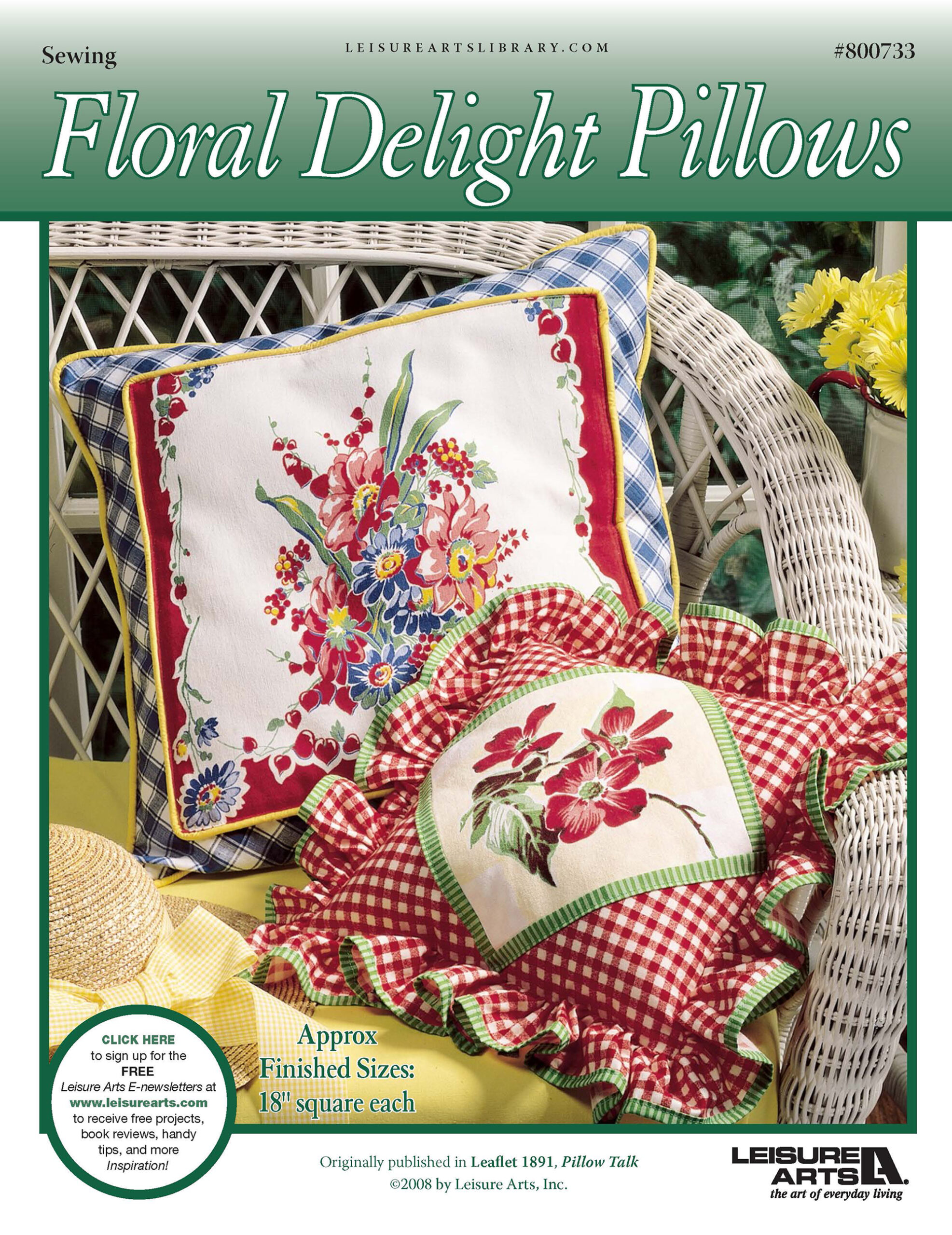 Leisure Arts Pillow Talk Floral Delight Pillows Sewing ePattern