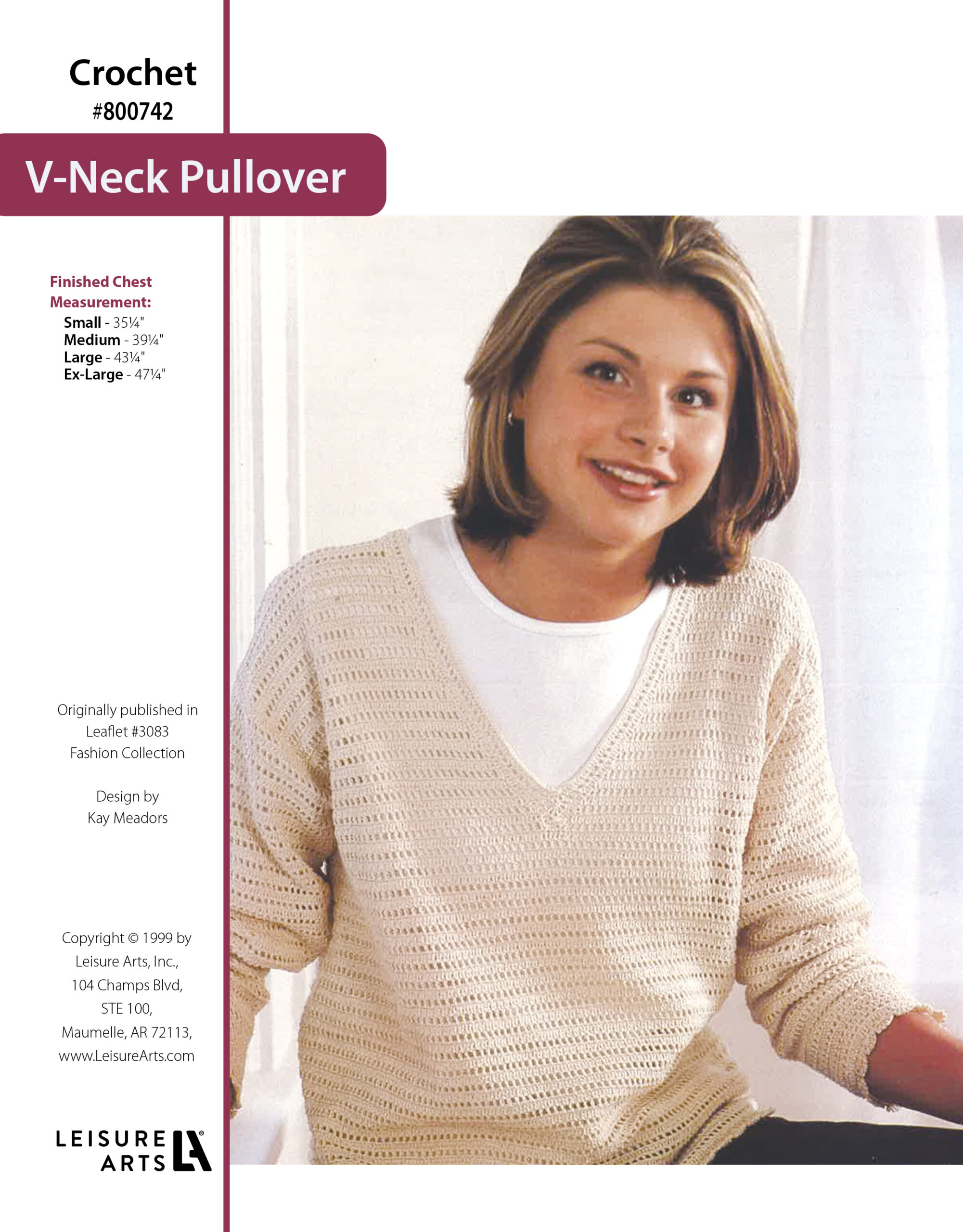 Leisure Arts Fashion Collection Crochet VNeck Pullover ePattern