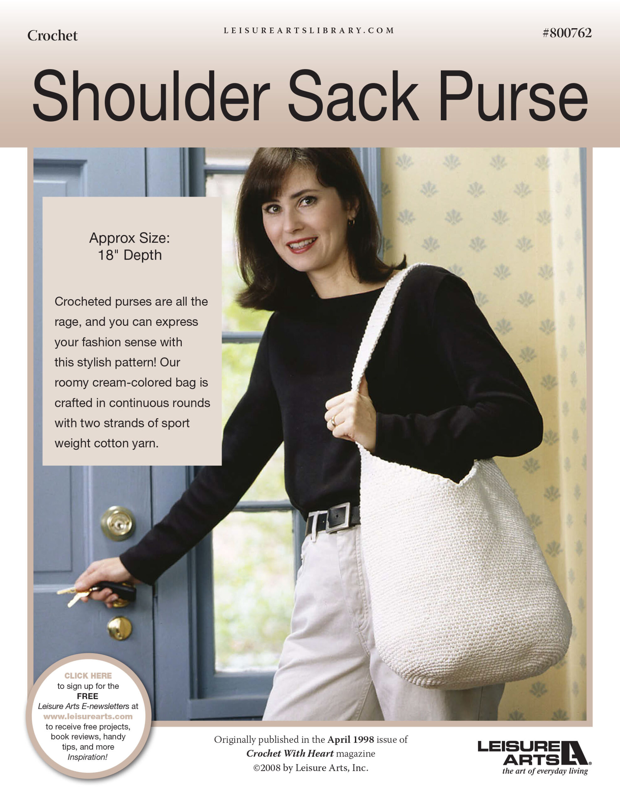 Leisure Arts Shoulder Sack Purse Crochet ePattern