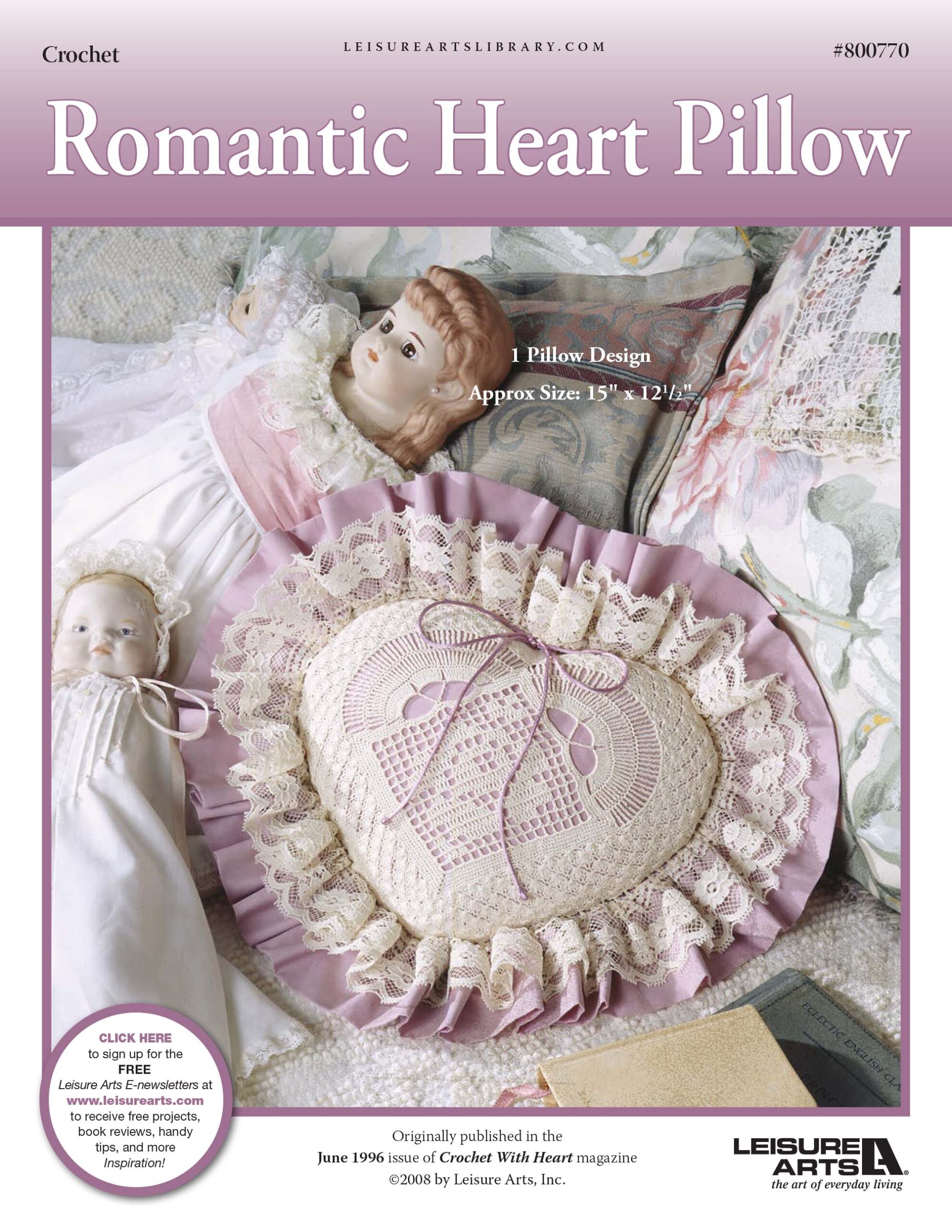 Leisure Arts Romantic Heart Pillow Crochet ePattern