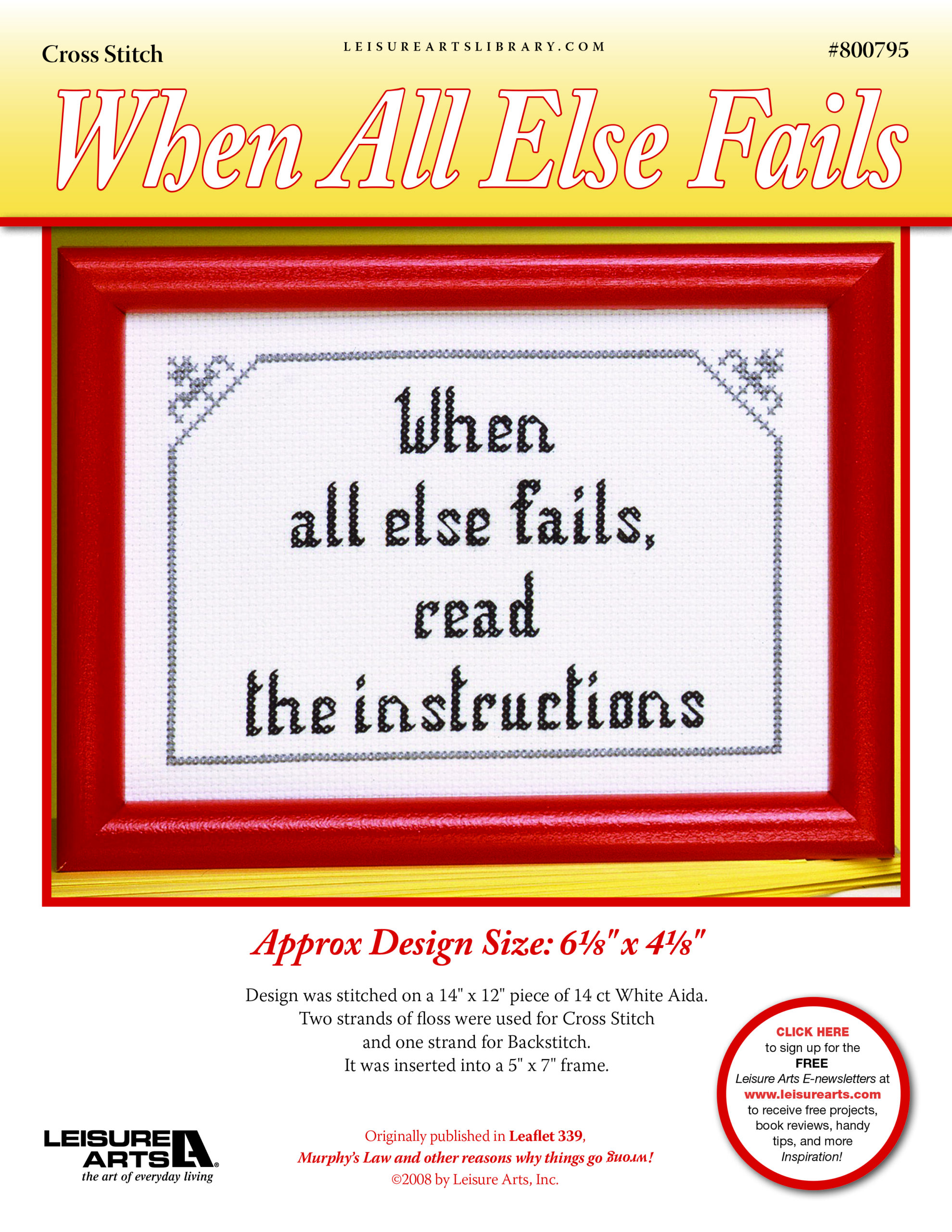 Leisure Arts Murphys Law When All Else Fails Cross Stitch ePattern