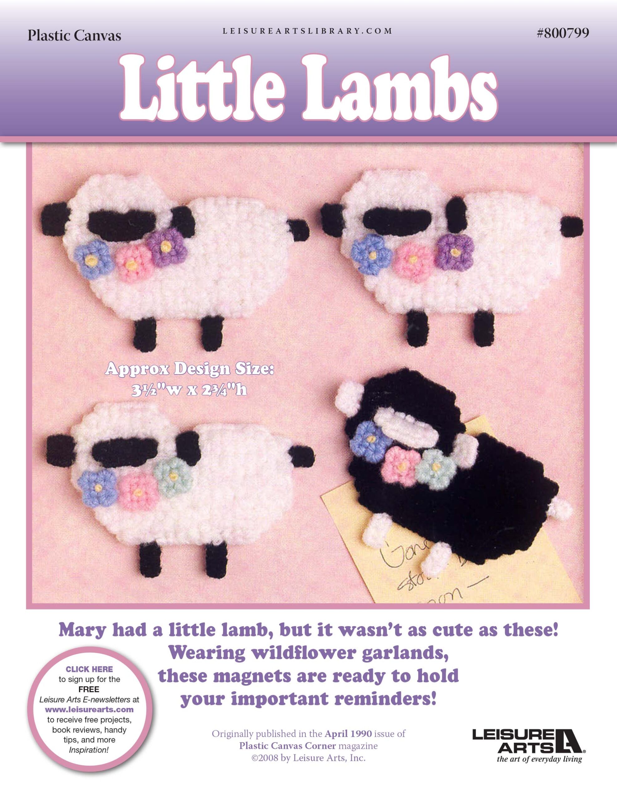 Leisure Arts Little Lambs Magnet Plastic Canvas ePattern