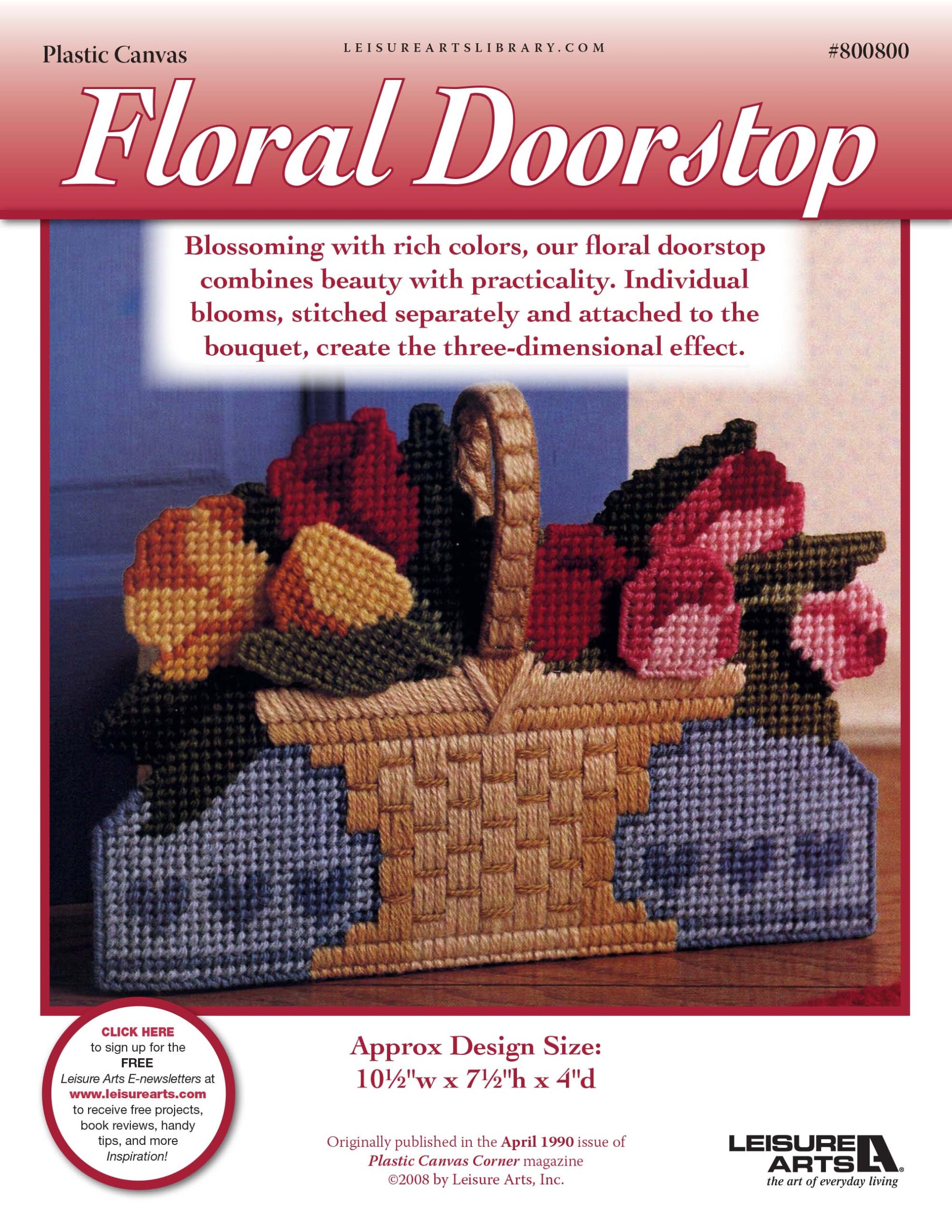 Leisure Arts Floral Doorstop Plastic Canvas ePattern