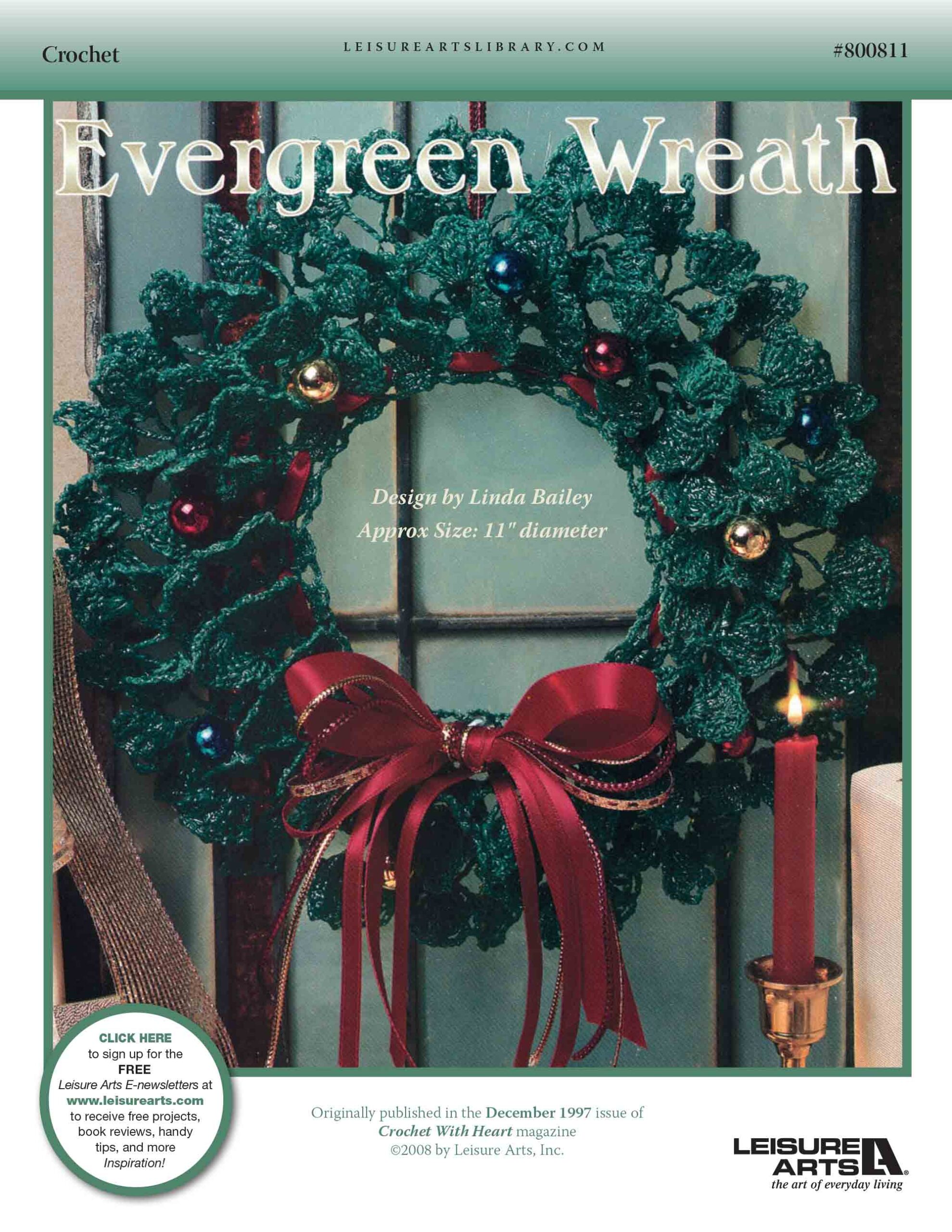 Leisure Arts Evergreen Wreath Crochet ePattern