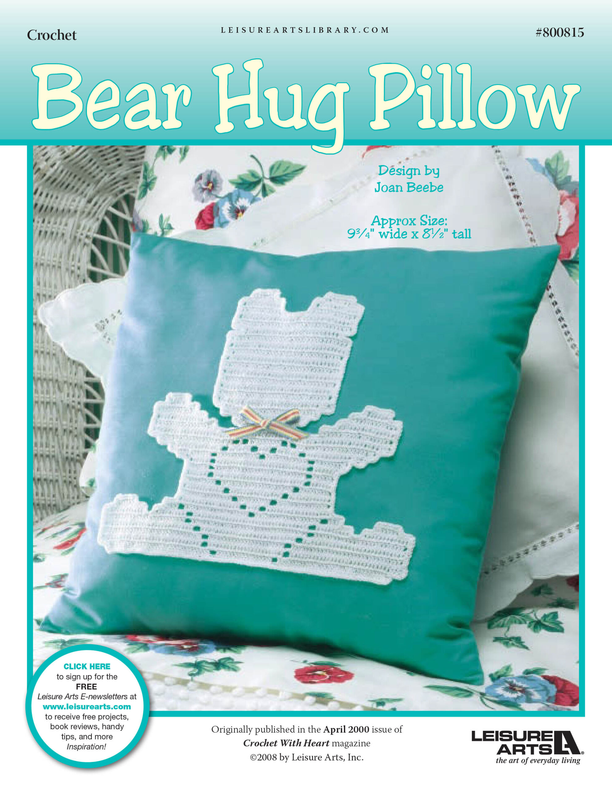 Leisure Arts Bear Hug Pillow Crochet ePattern