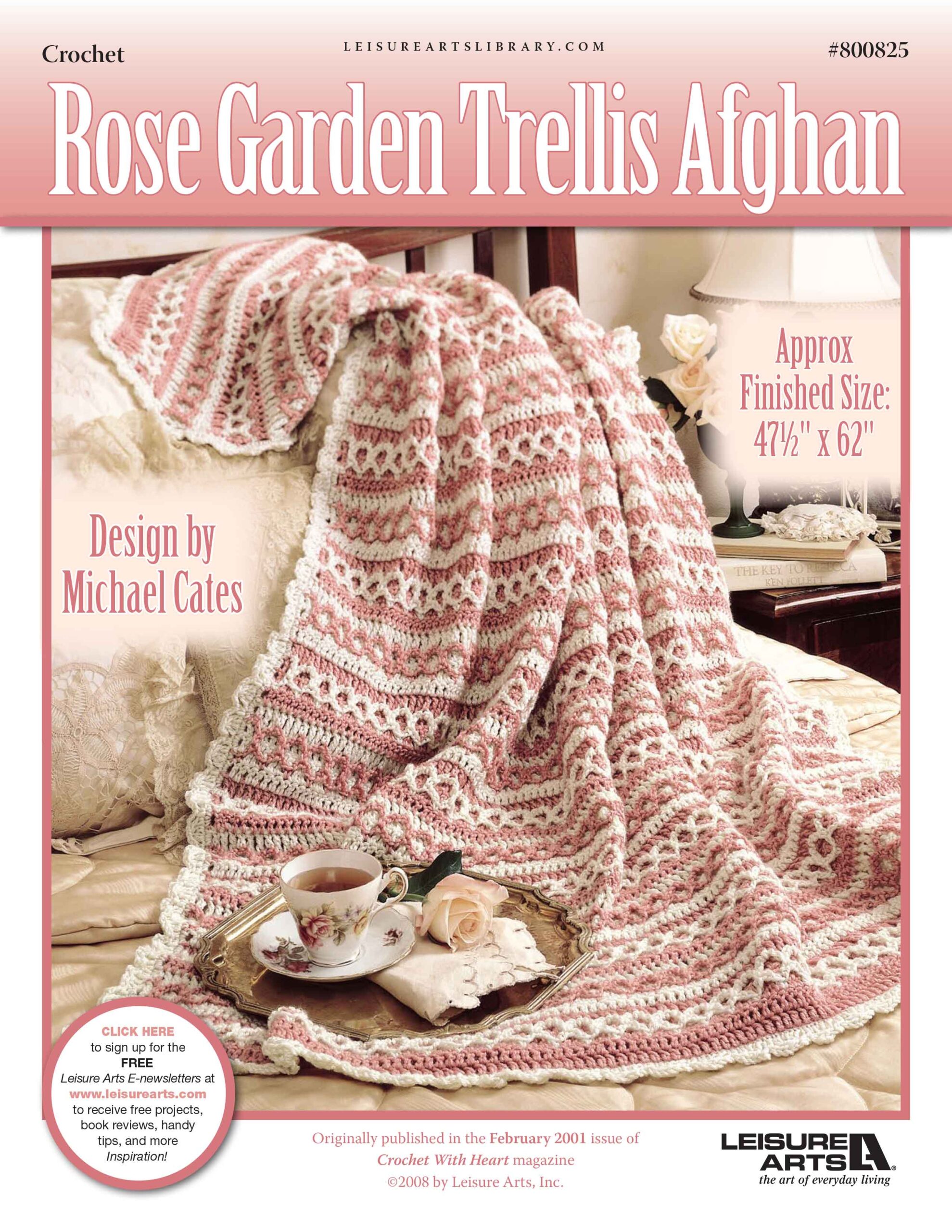 Leisure Arts Rose Garden Trellis Afghan Crochet ePattern