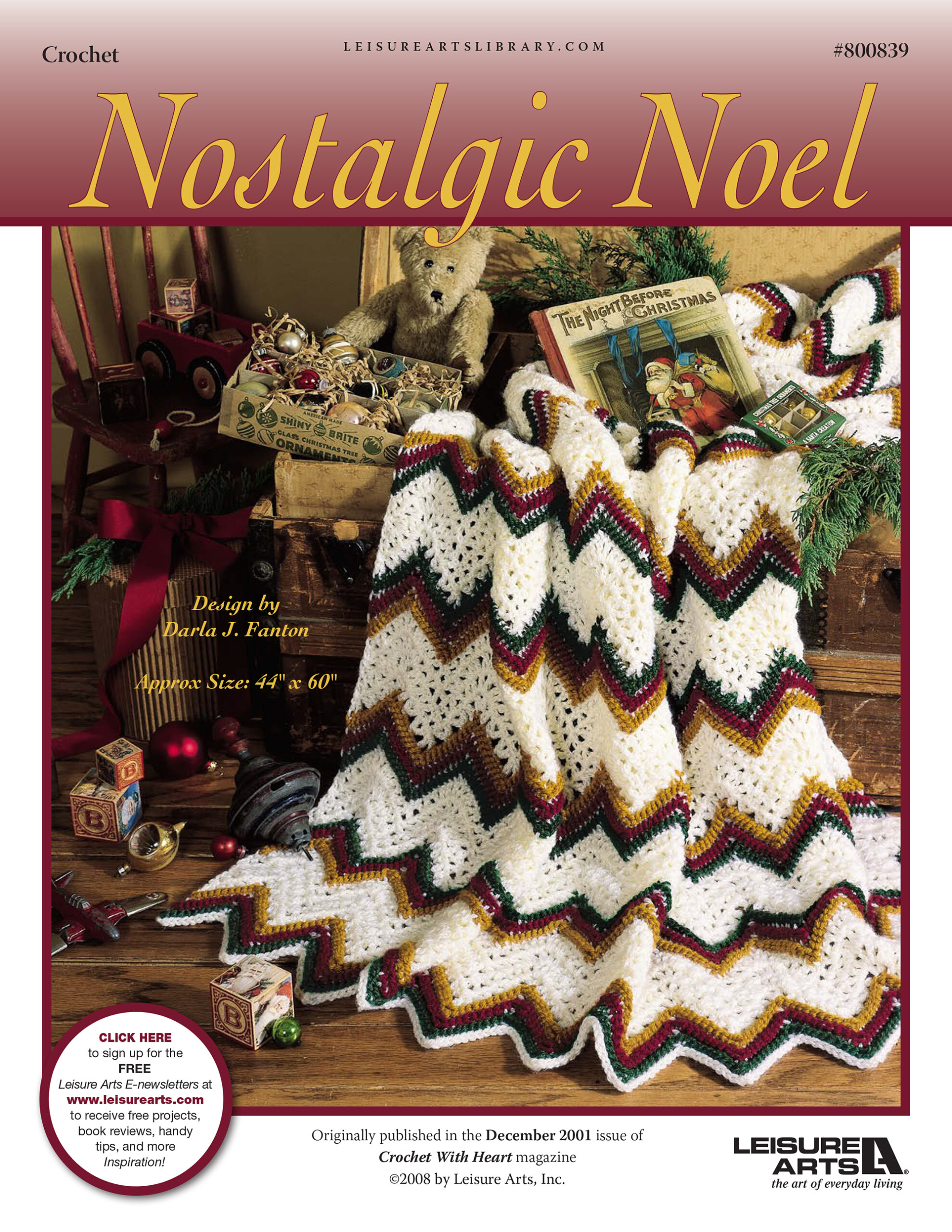 Leisure Arts Nostalgic Noel Afghan Crochet ePattern