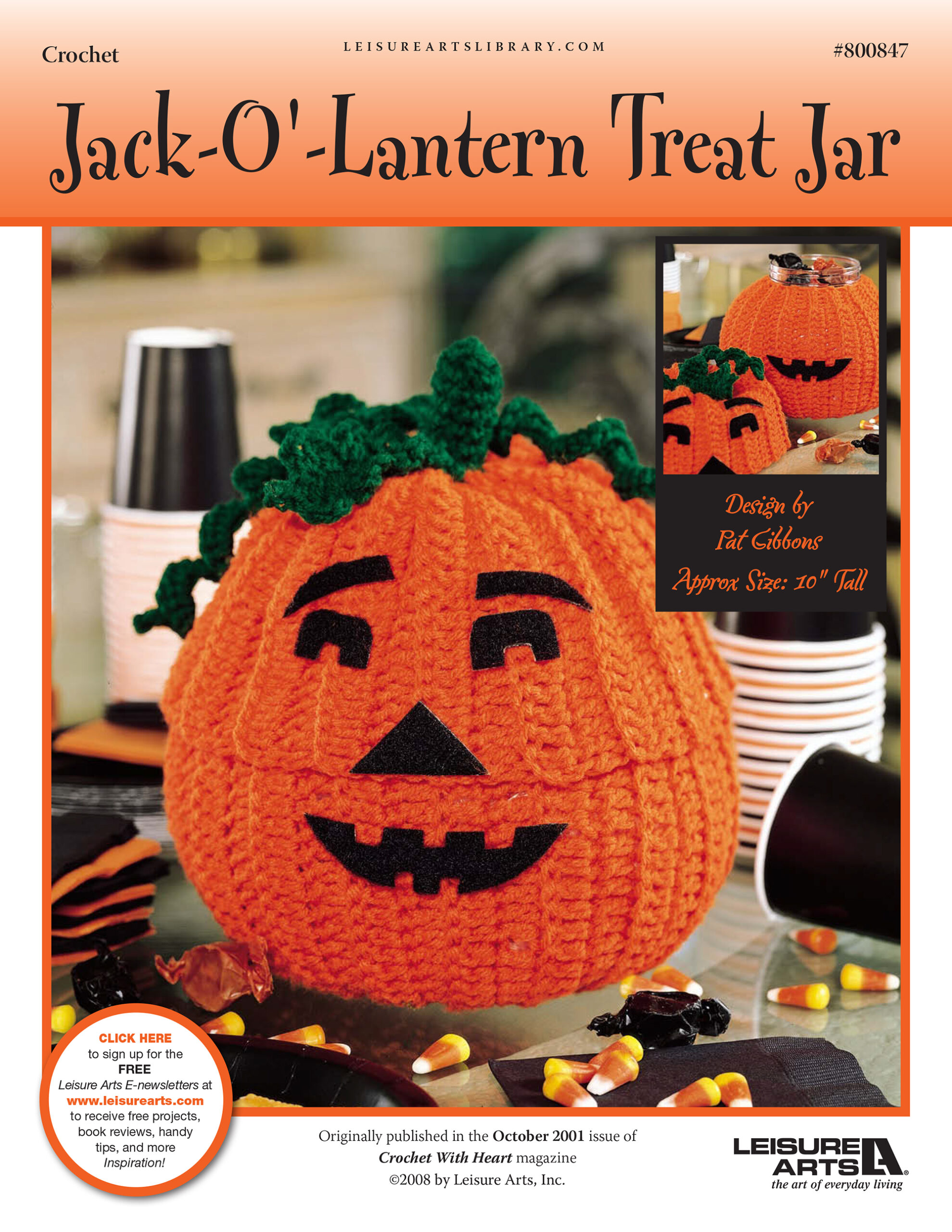 Leisure Arts JackOLantern Treat Jar Crochet ePattern