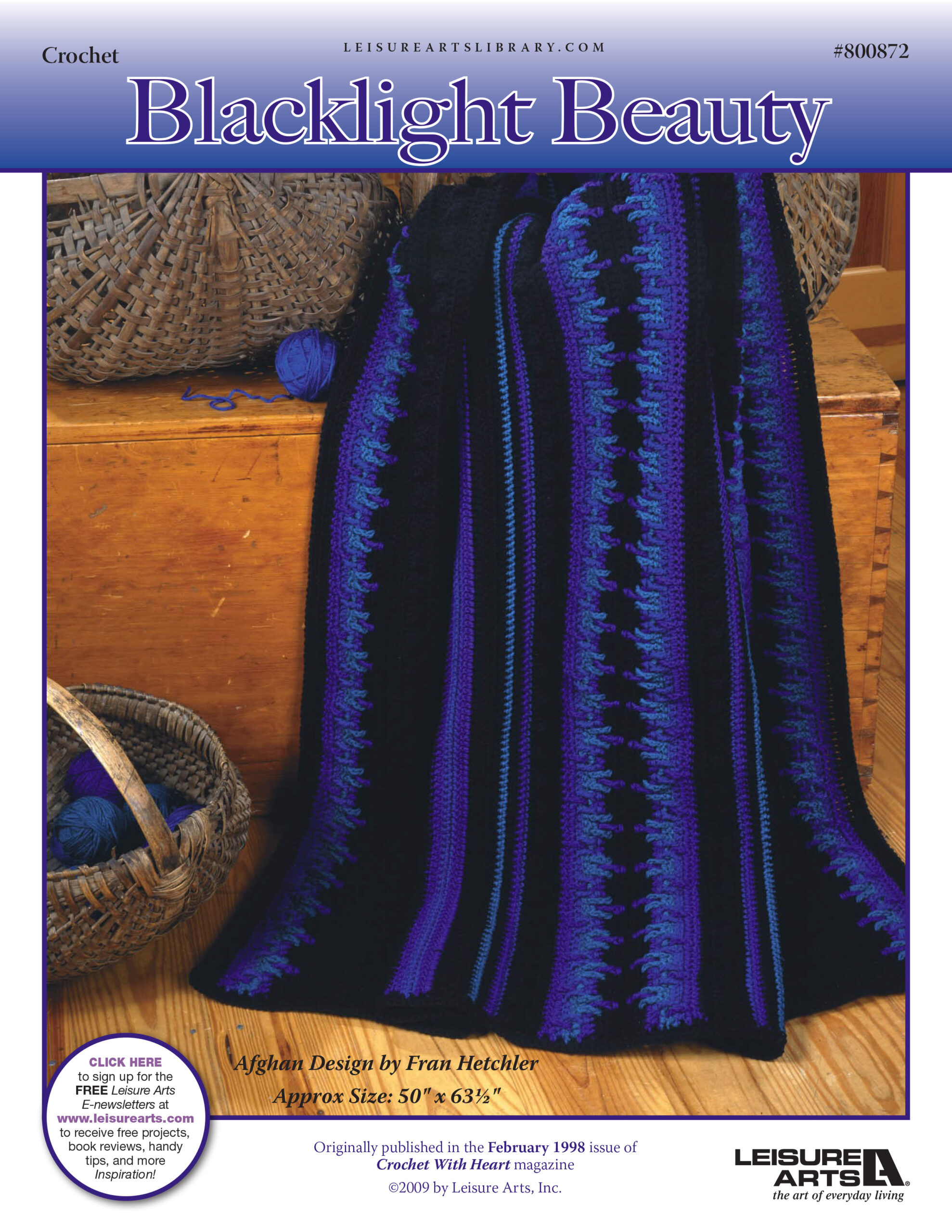 Leisure Arts Crochet with Heart Blacklight Beauty Afghan ePattern