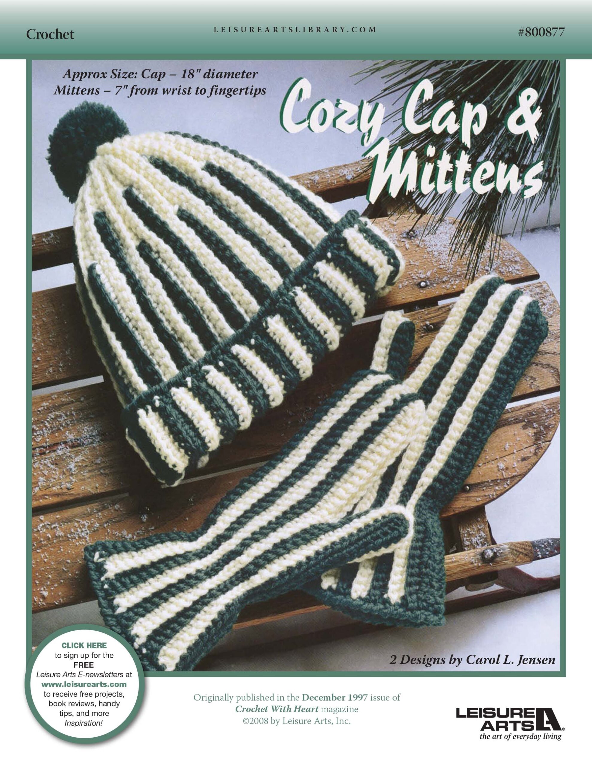 Leisure Arts Cozy Cap Mittens Crochet ePattern