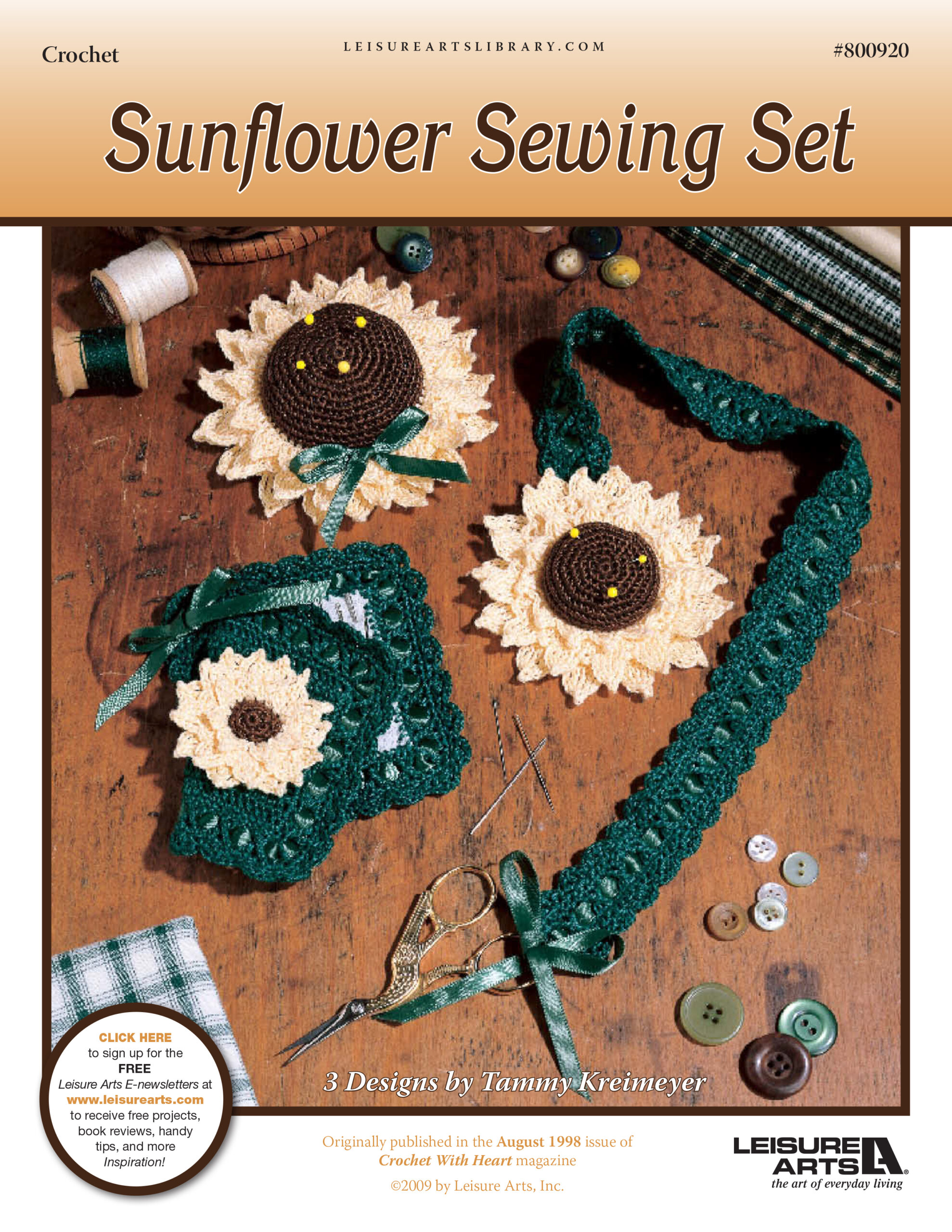 Leisure Arts Sunflower Sewing Set Crochet ePattern