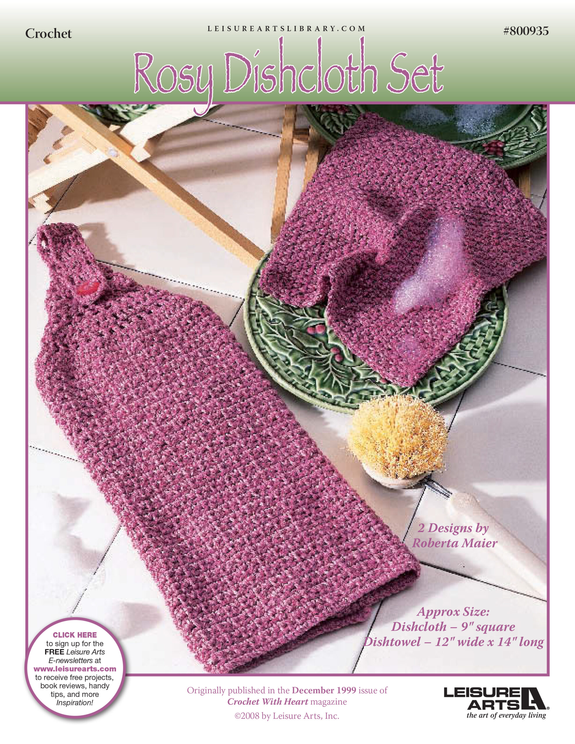 Leisure Arts Rosy Denim Dishcloth Set Crochet ePattern
