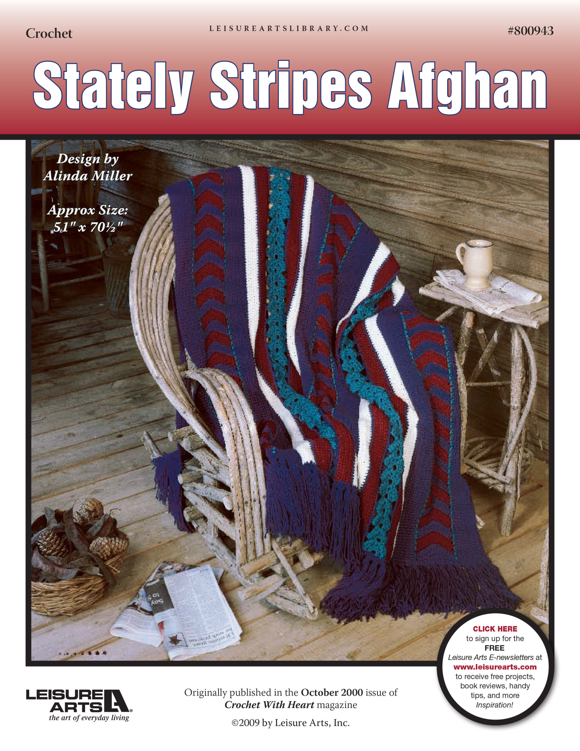 Leisure Arts Stately Stripes Afghan Crochet ePattern