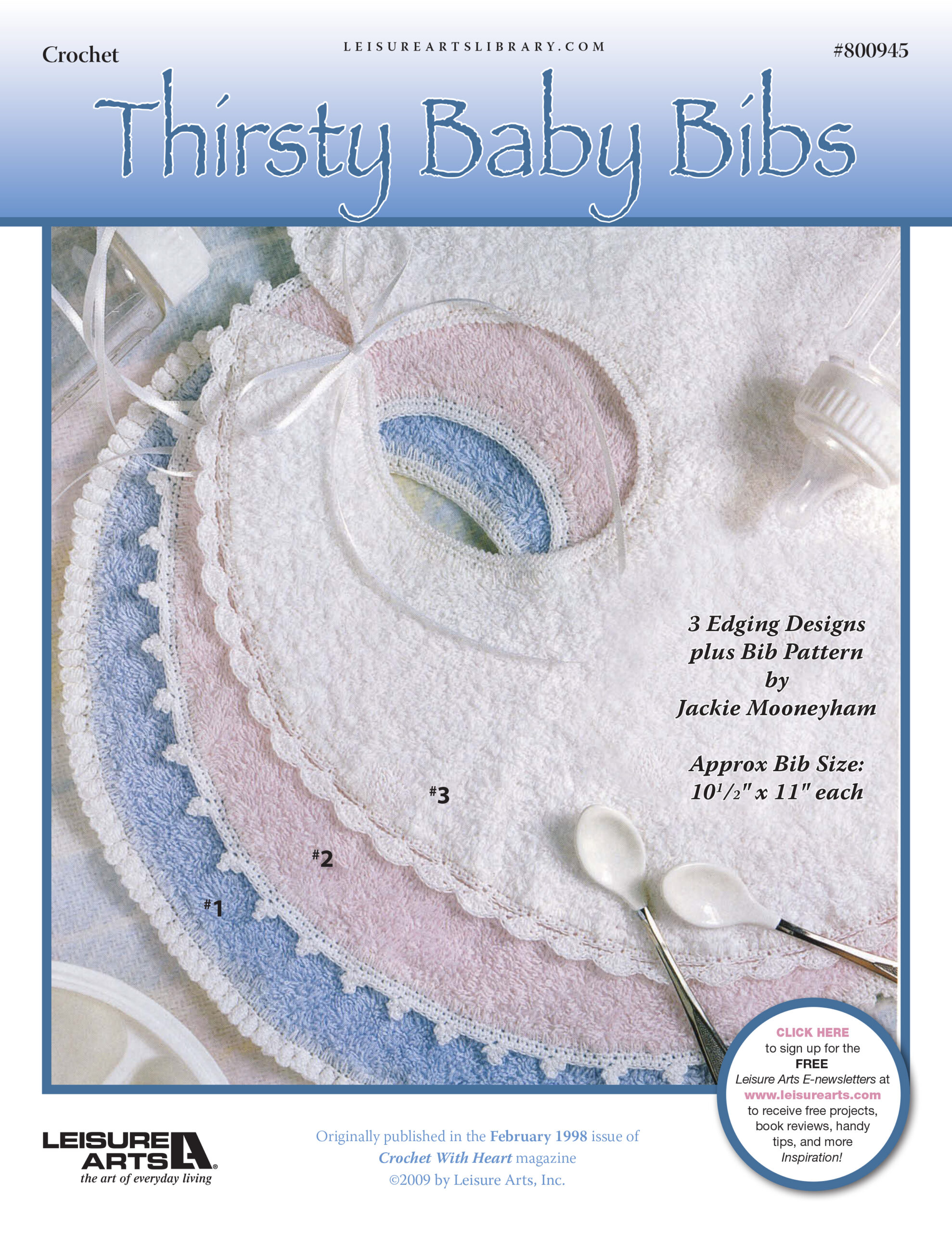 Leisure Arts Thirsty Baby Bibs Crochet ePattern
