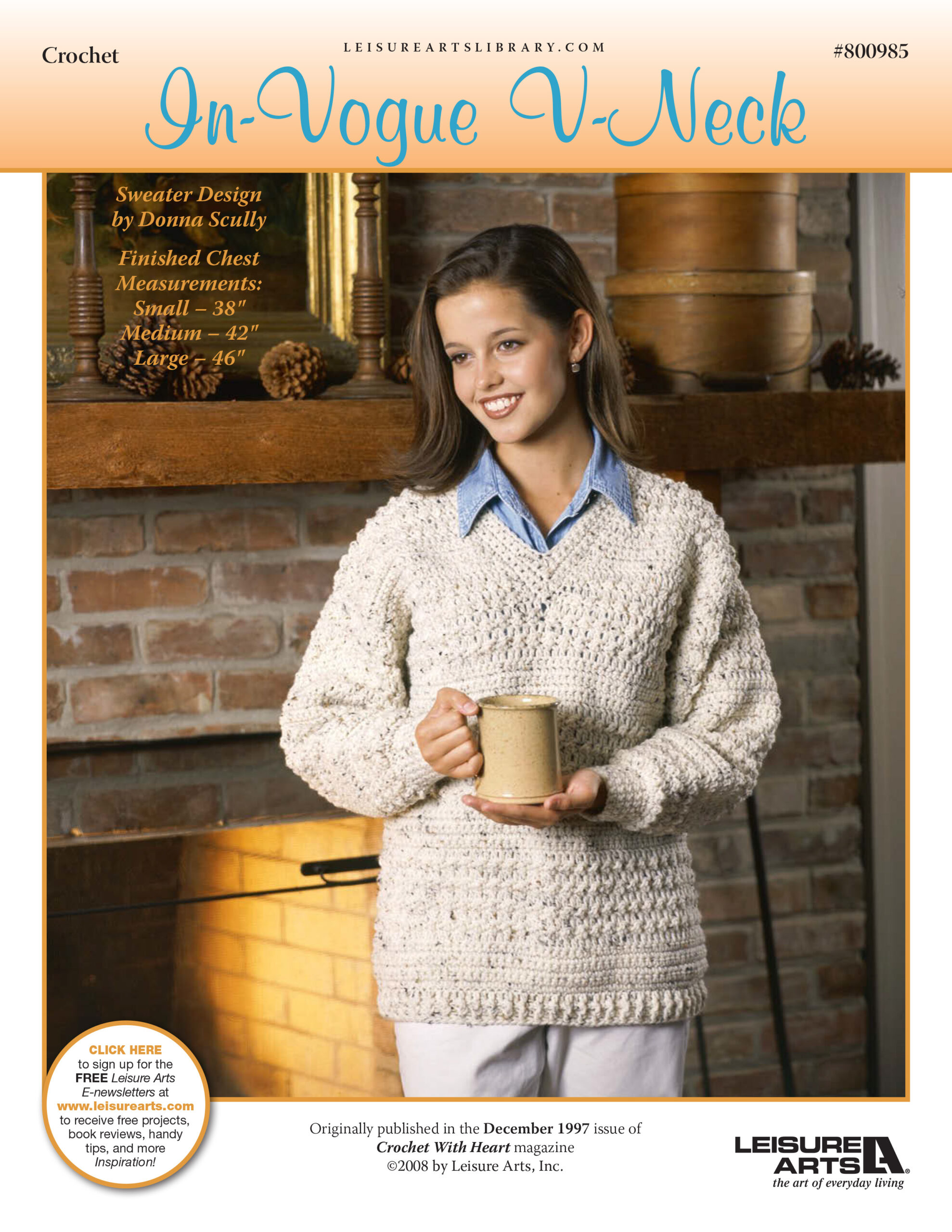 Leisure Arts InVogue VNeck Pullover Crochet ePattern