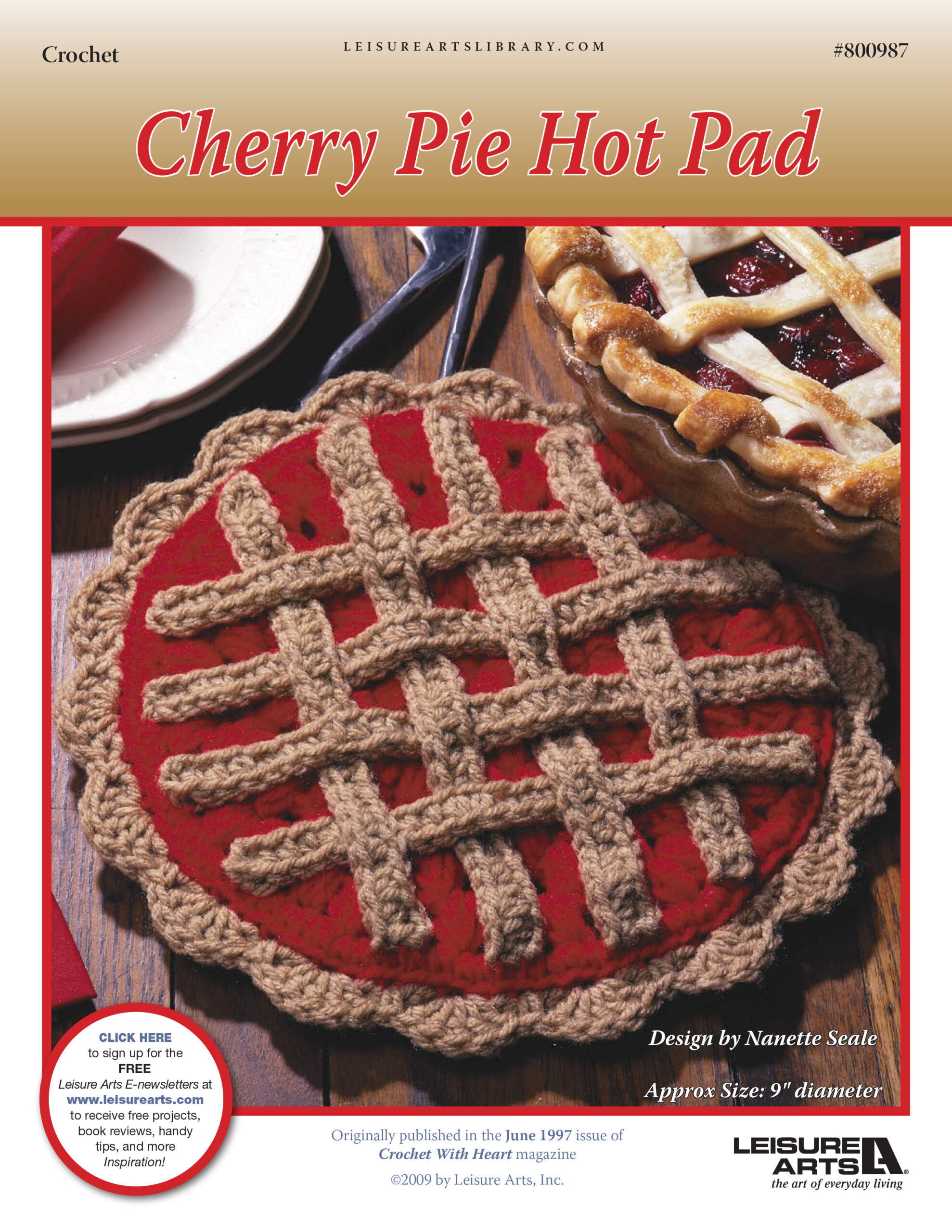Leisure Arts Cherry Pie Hot Pad Crochet ePattern