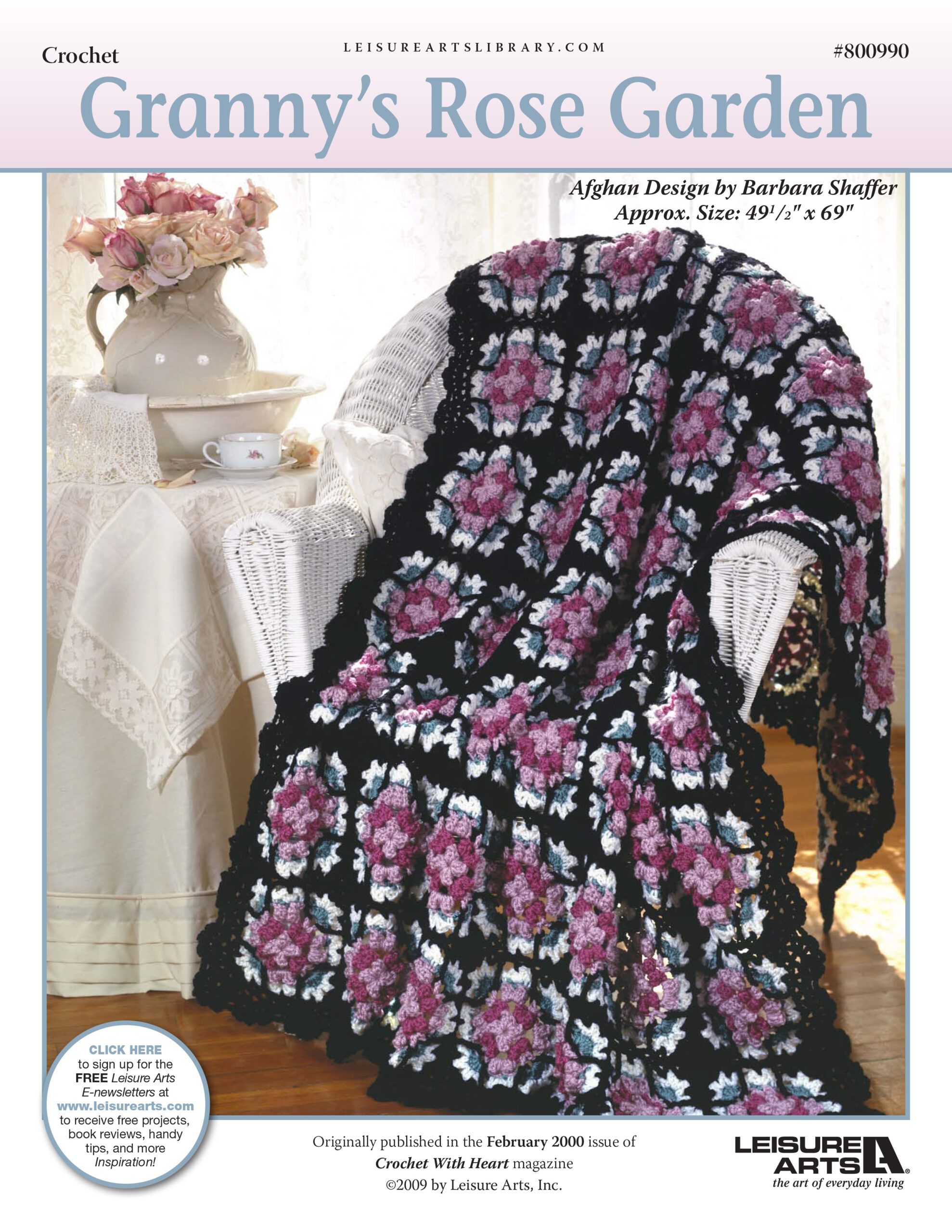 Leisure Arts Grannys Rose Garden Afghan Crochet ePattern