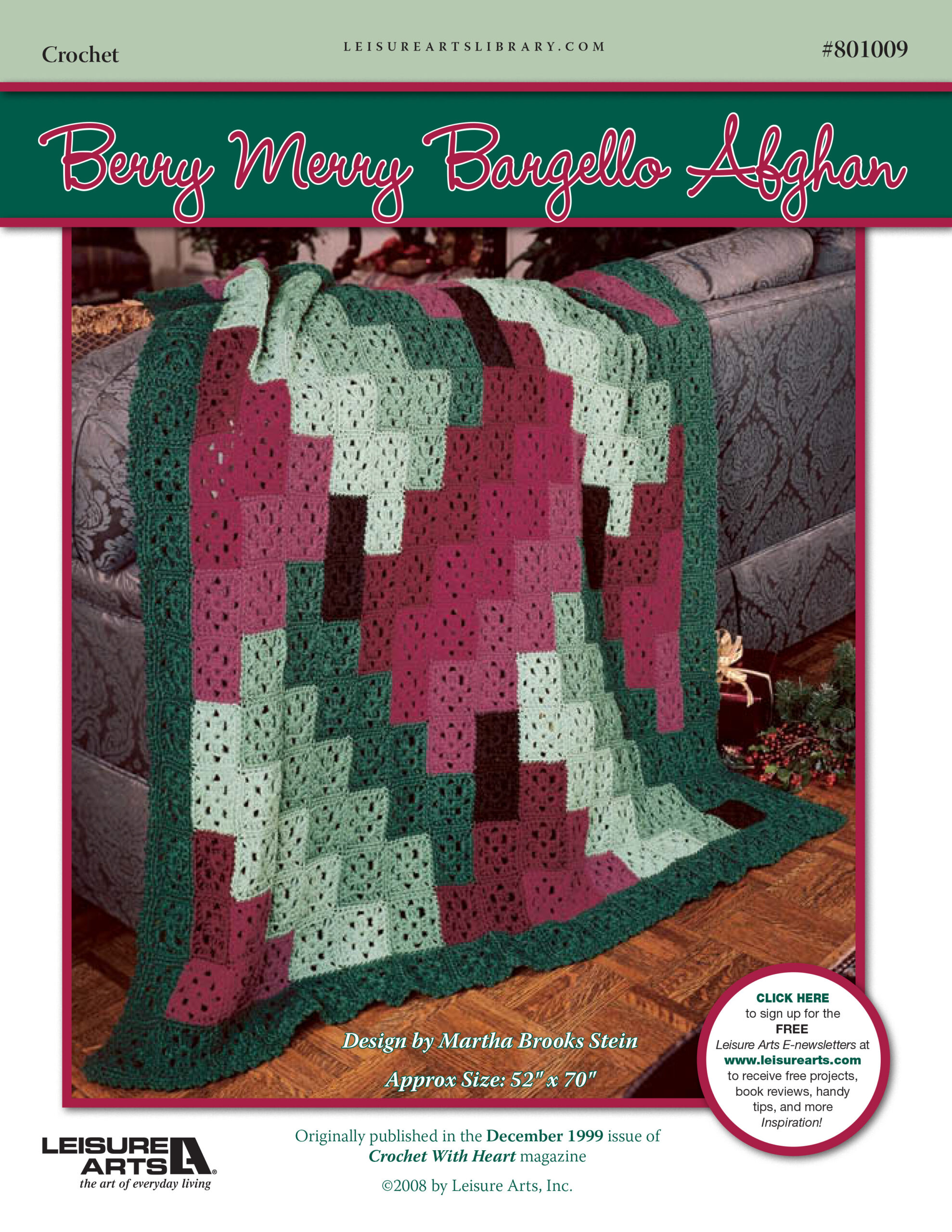 Leisure Arts Berry Merry Bargello Afghan Crochet ePattern
