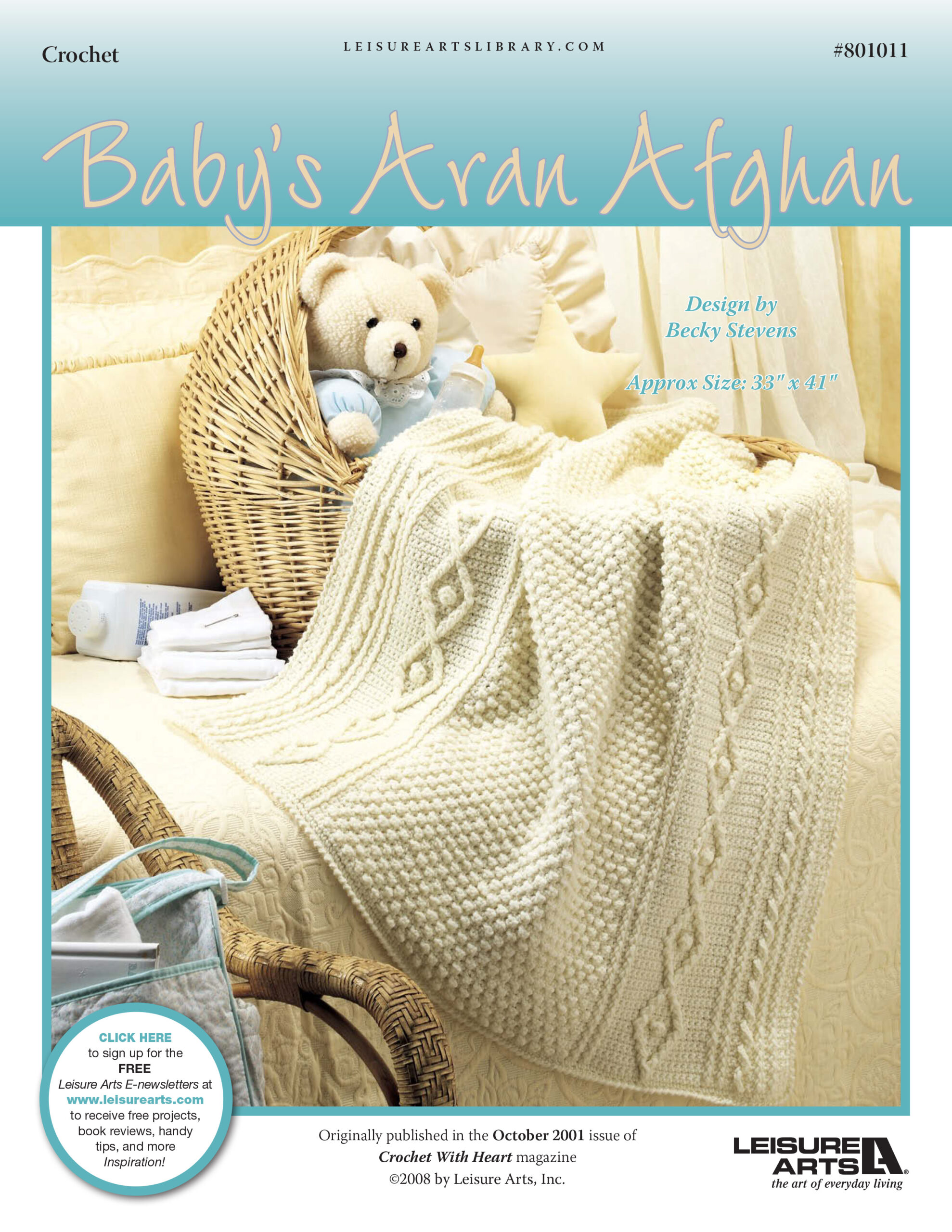Leisure Arts Babys Aran Afghan Crochet ePattern