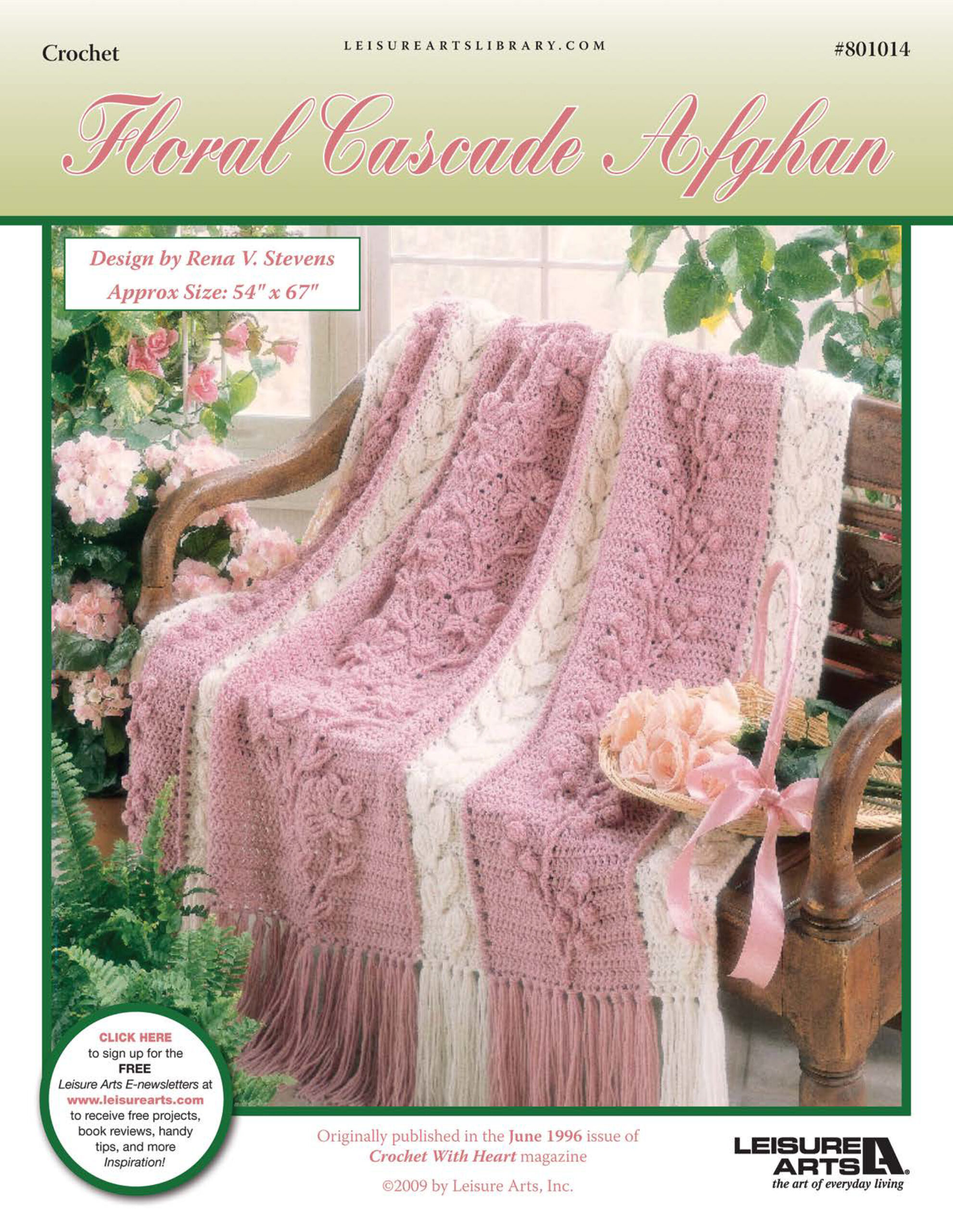 Leisure Arts Crochet with Heart Floral Cascade Afghan ePattern