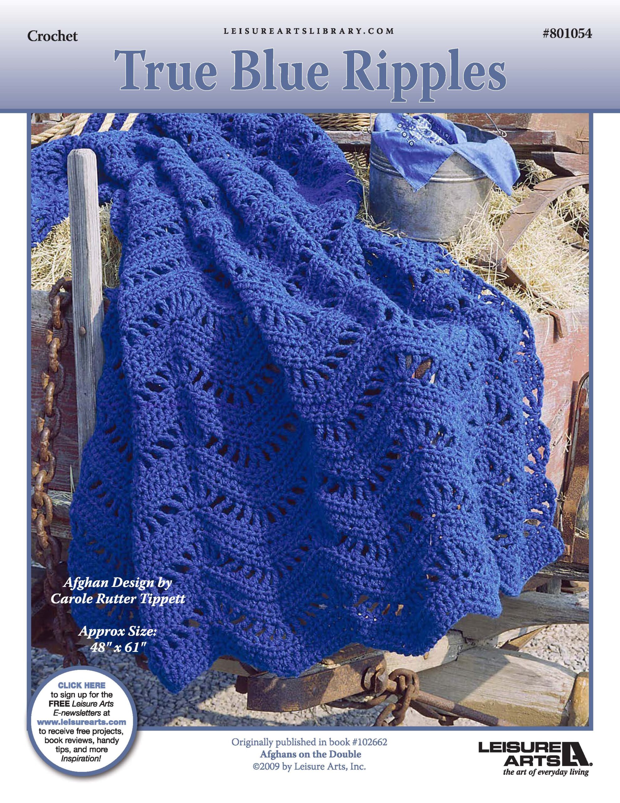 Leisure Arts Afghans On The Double True Blue Ripples ePattern
