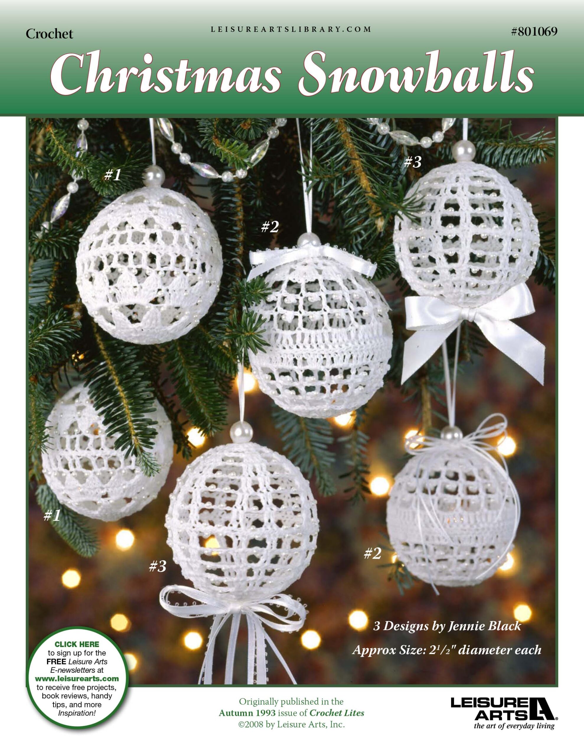 Leisure Arts Christmas Snowballs Ornament Crochet ePattern