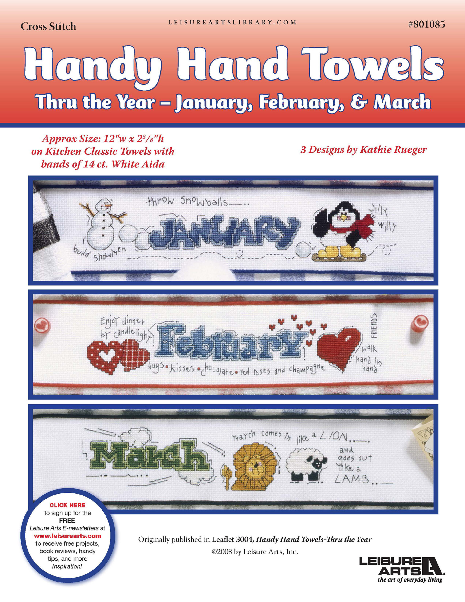 Leisure Arts Handy Hand Towels 1 Jan Feb Mar Cross Stitch ePattern