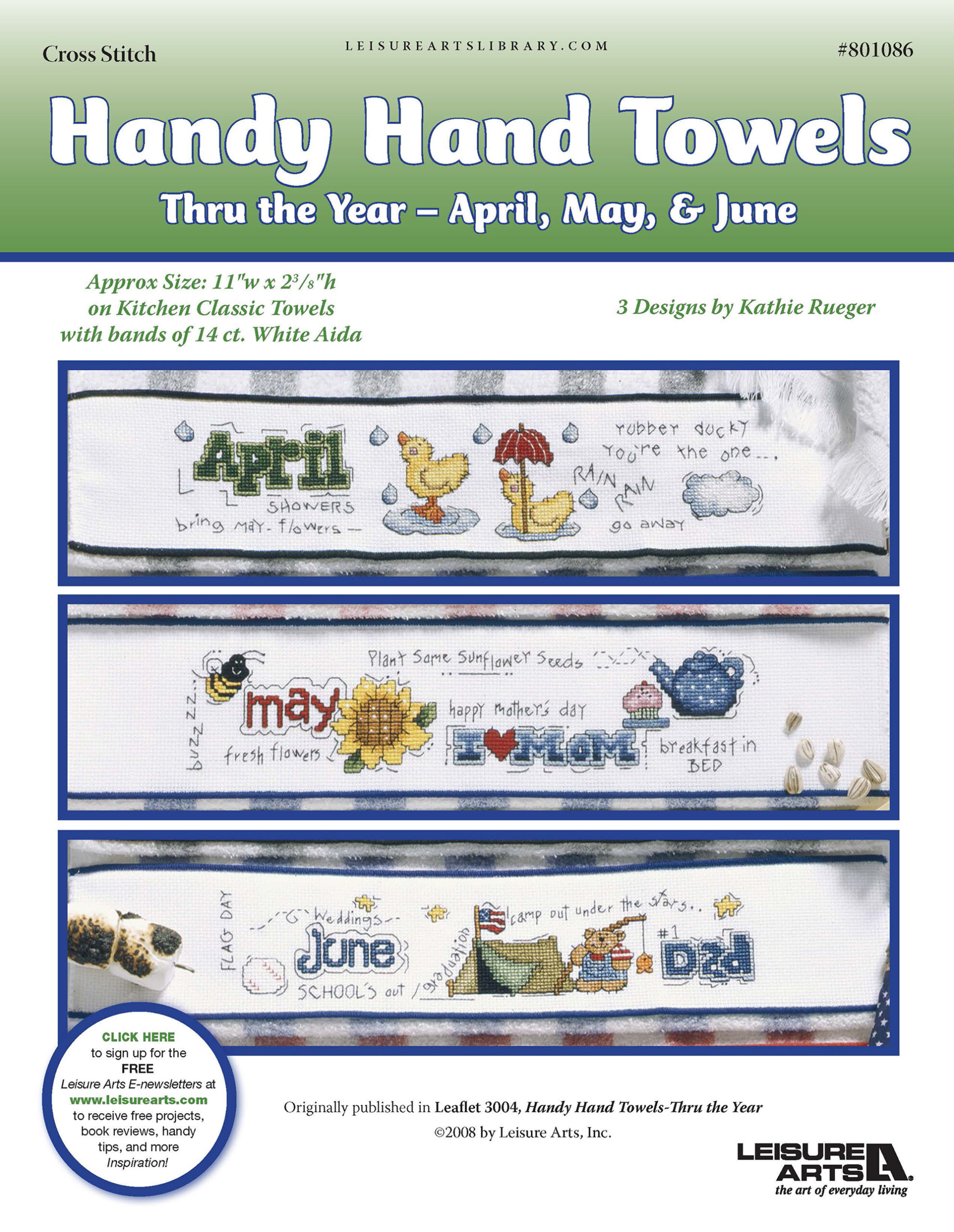 Leisure Arts Handy Hand Towels 2 April May June Cross Stitch ePattern