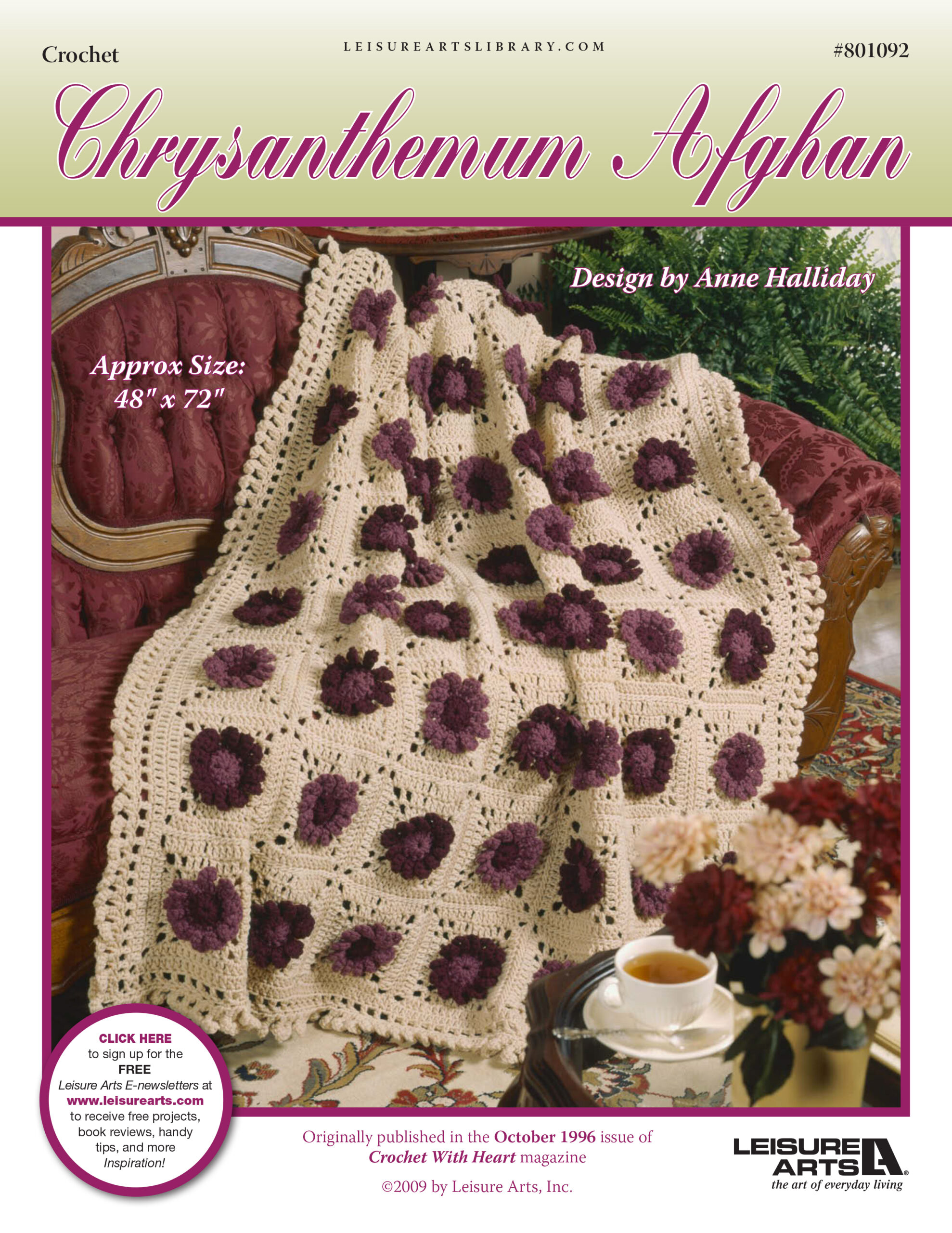 Leisure Arts Chrysanthemum Afghan Crochet ePattern