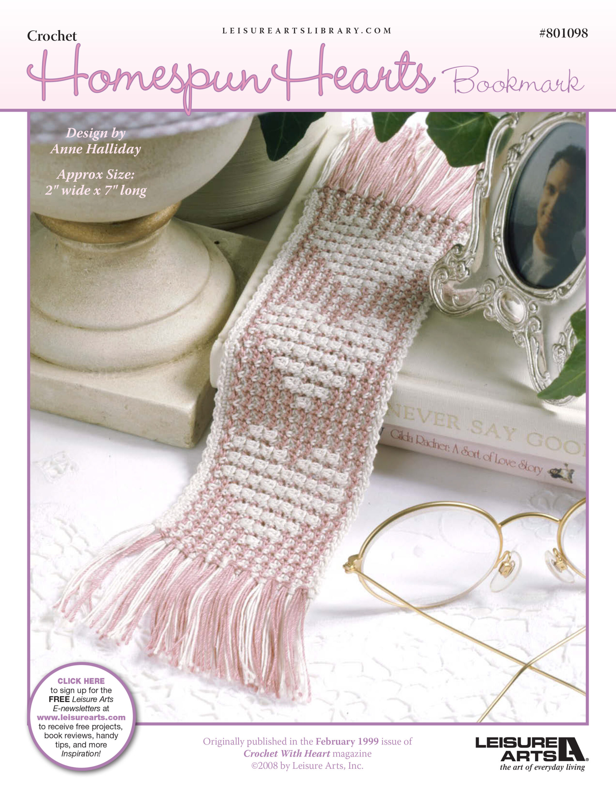 Leisure Arts Homespun Hearts Bookmark Crochet ePattern